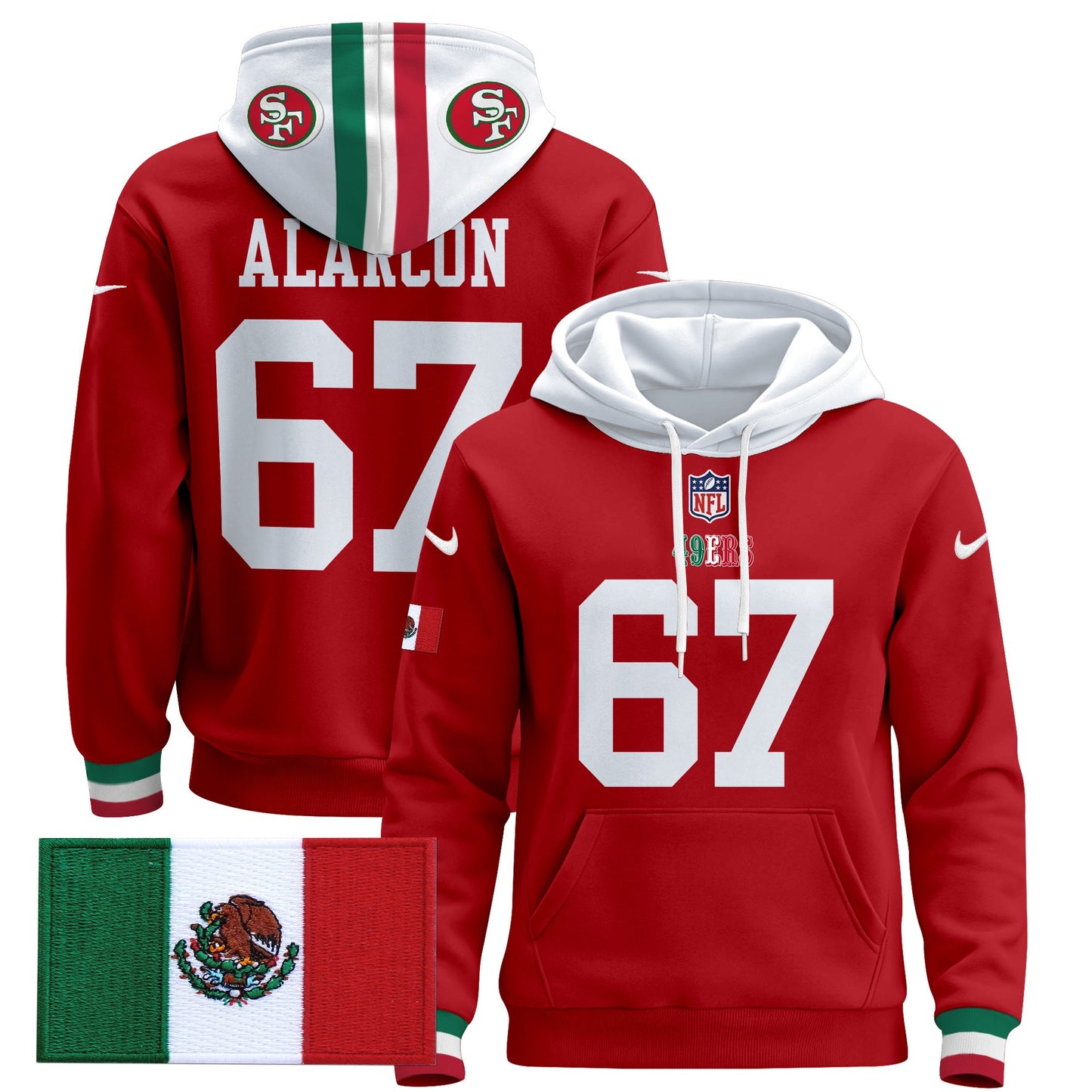 Men's 49ers Mexico 2024 Pullover Hoodie - All Stitched