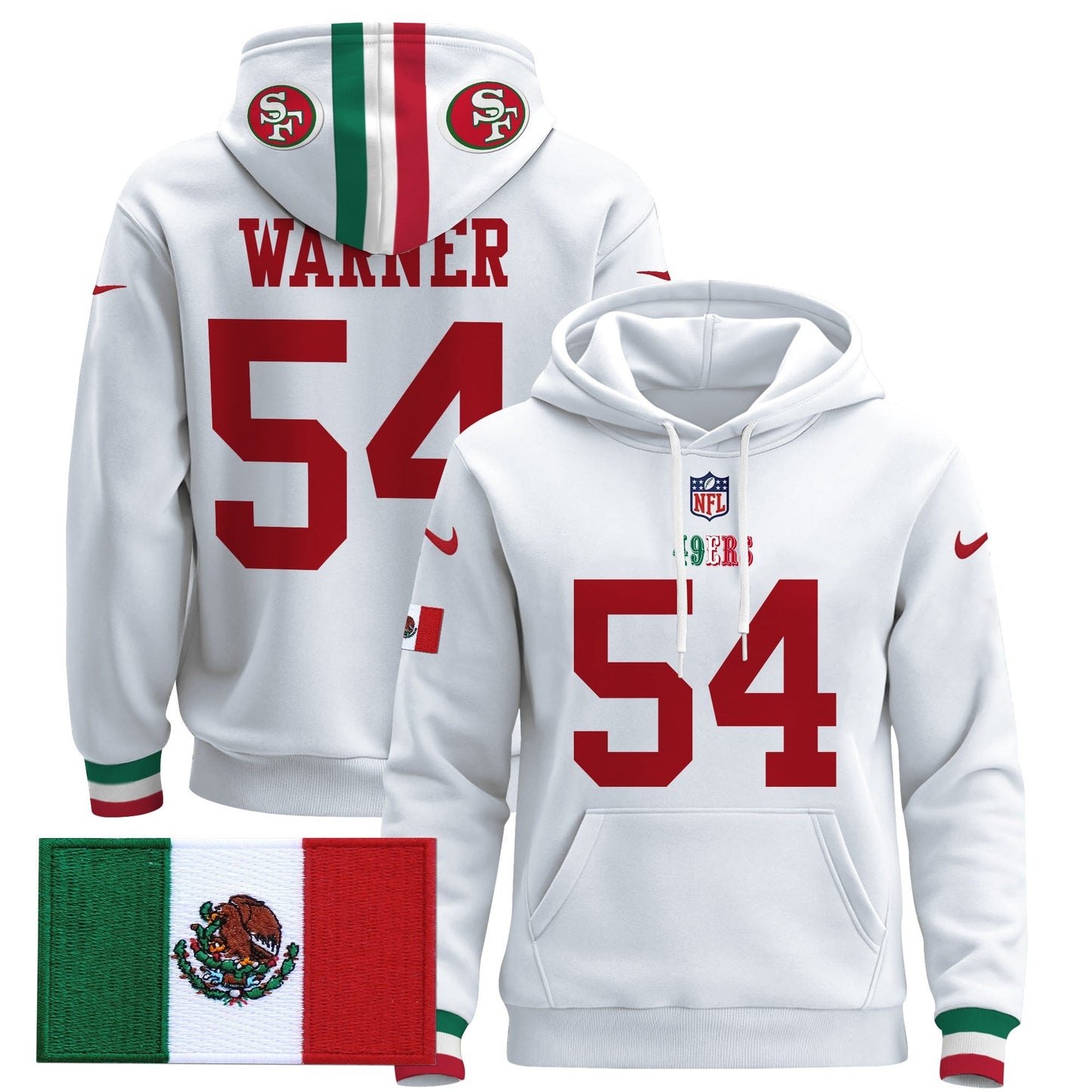 Men's 49ers Mexico 2024 Pullover Hoodie - All Stitched