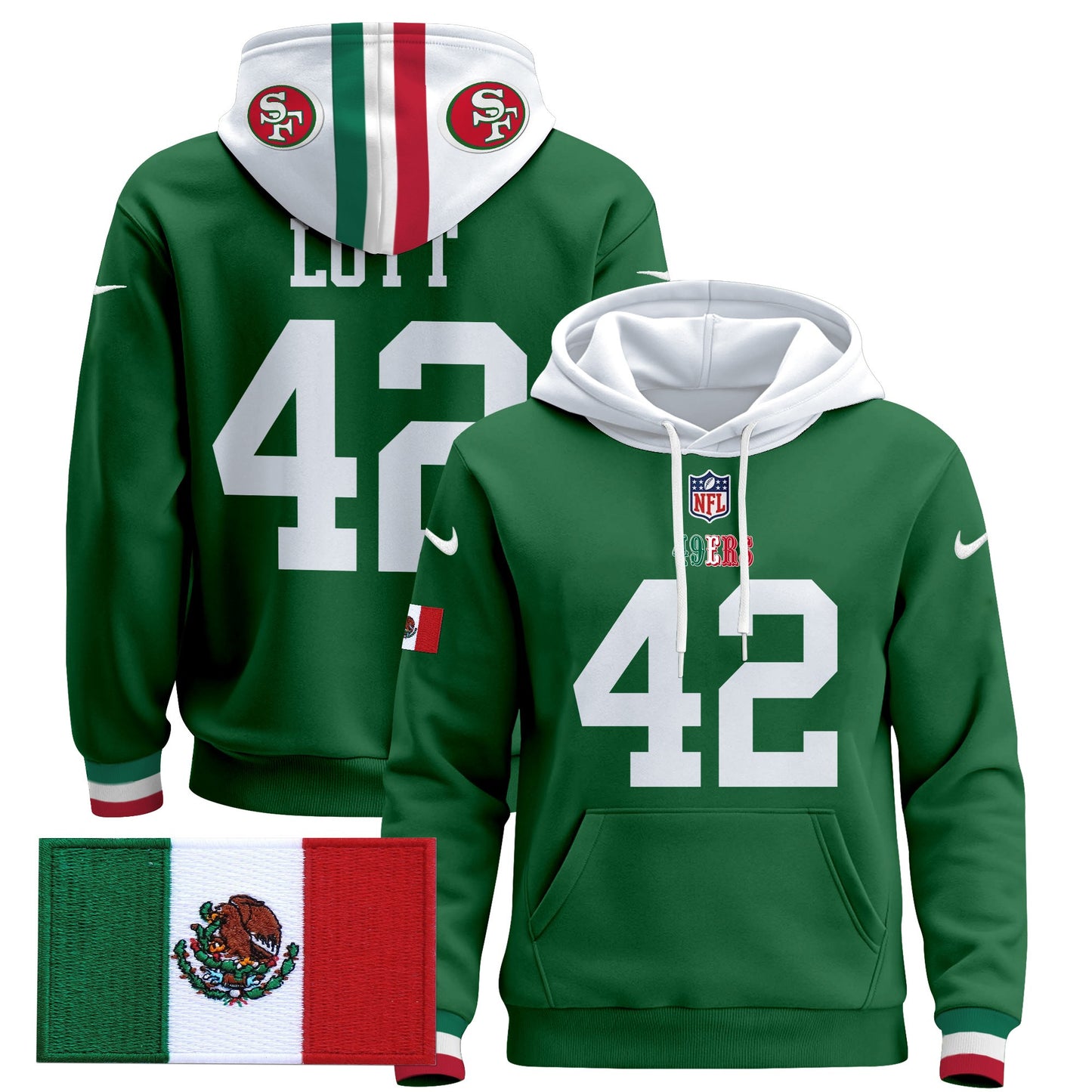 Men's 49ers Mexico 2024 Pullover Hoodie - All Stitched