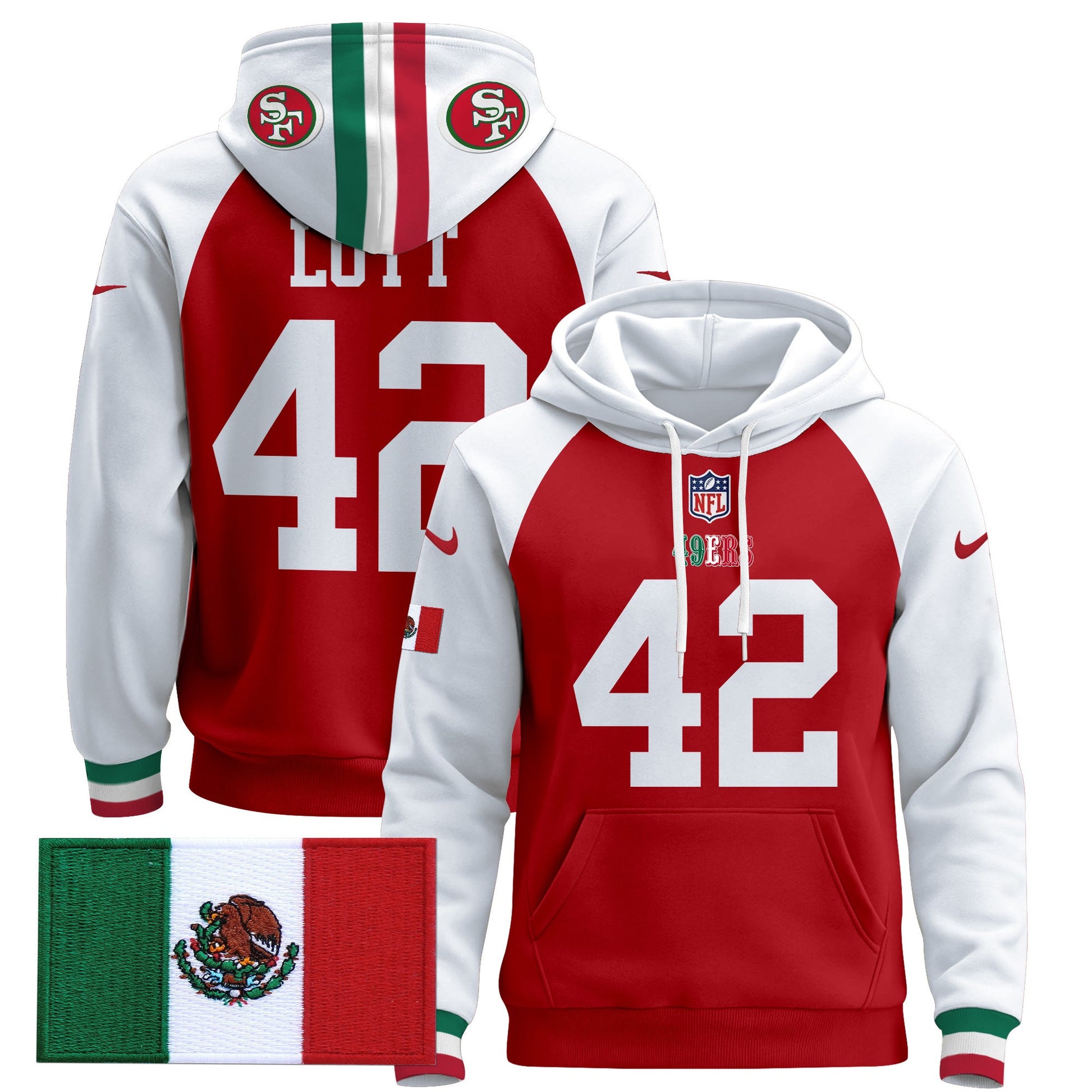 Men's 49ers Mexico 2024 Pullover Hoodie - All Stitched