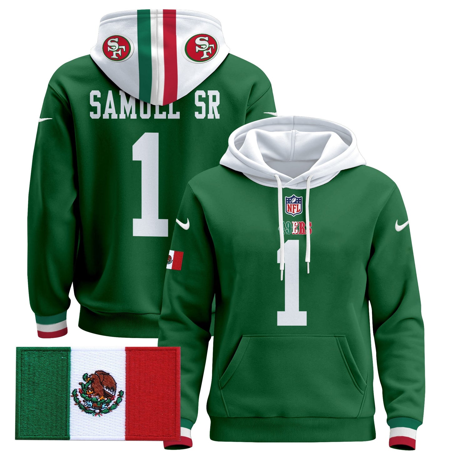 Men's 49ers Mexico 2024 Pullover Hoodie - All Stitched