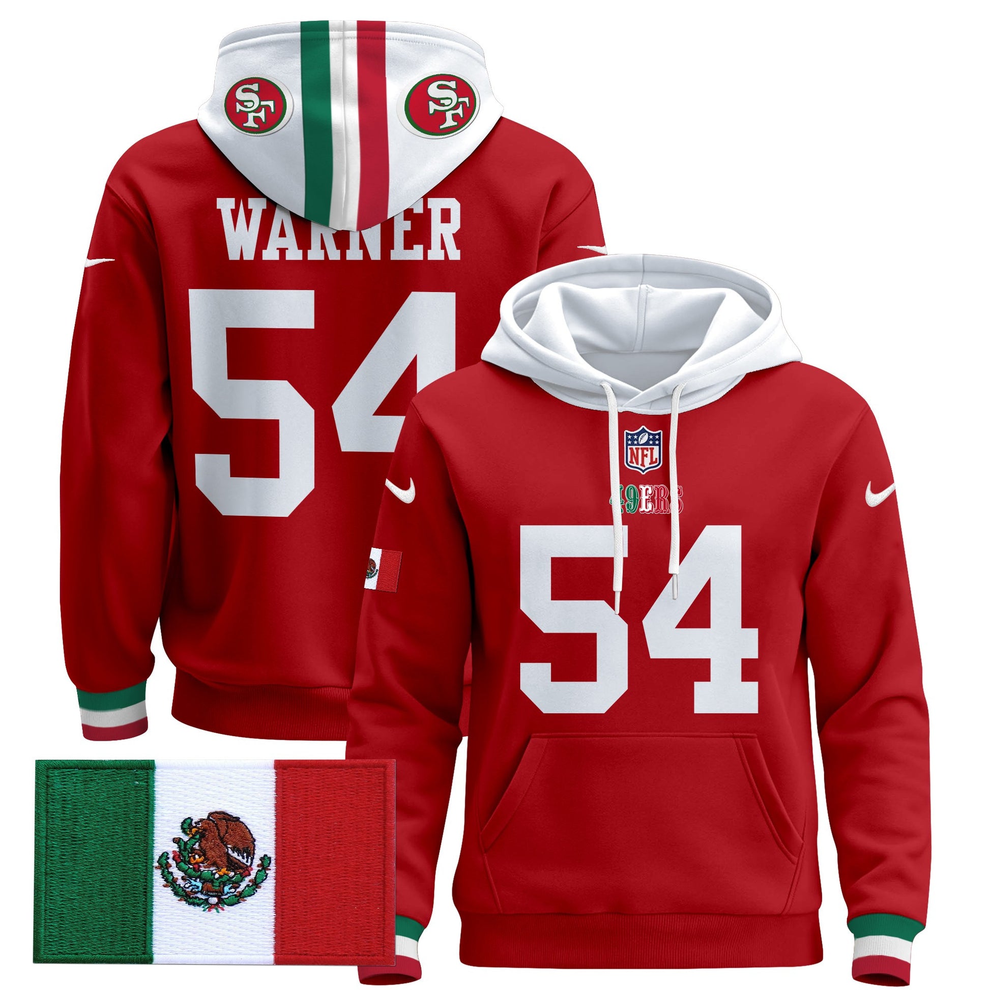 Men's 49ers Mexico 2024 Pullover Hoodie - All Stitched