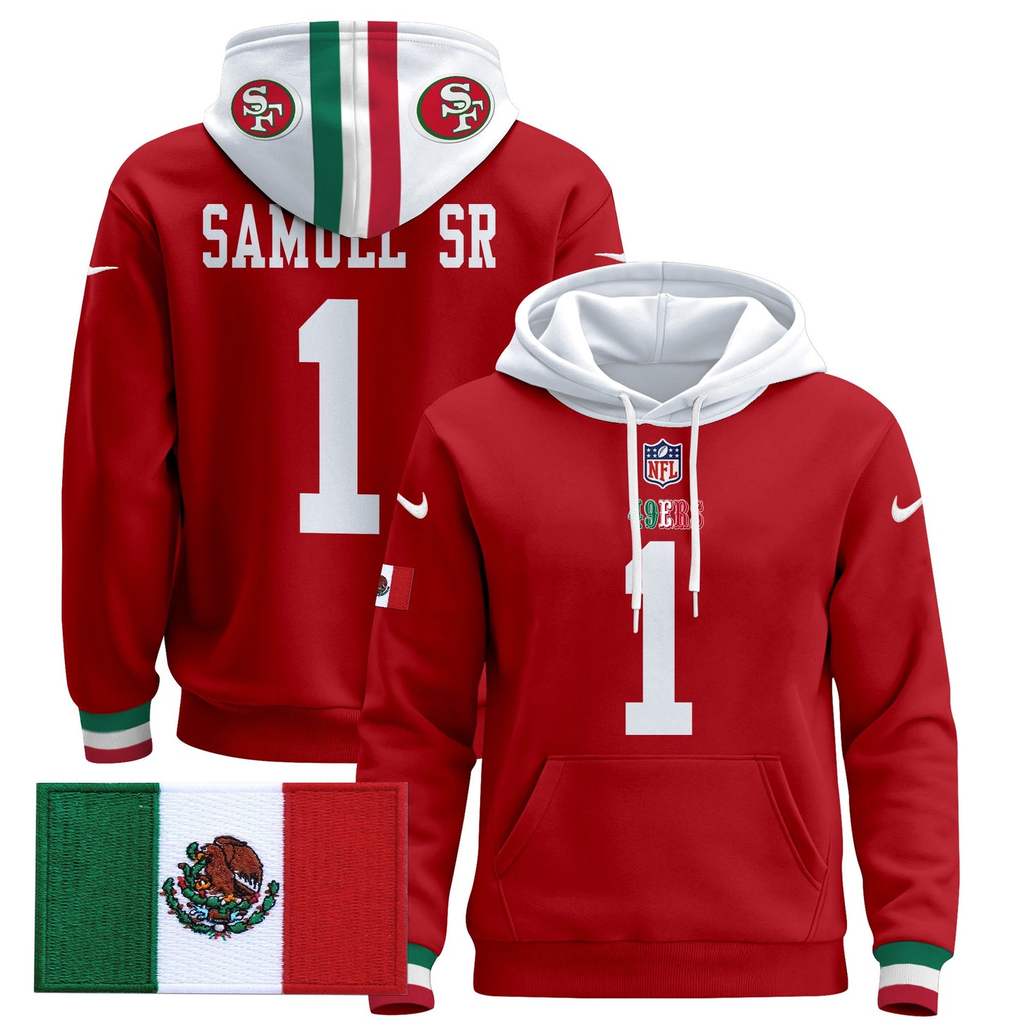 Men's 49ers Mexico 2024 Pullover Hoodie - All Stitched