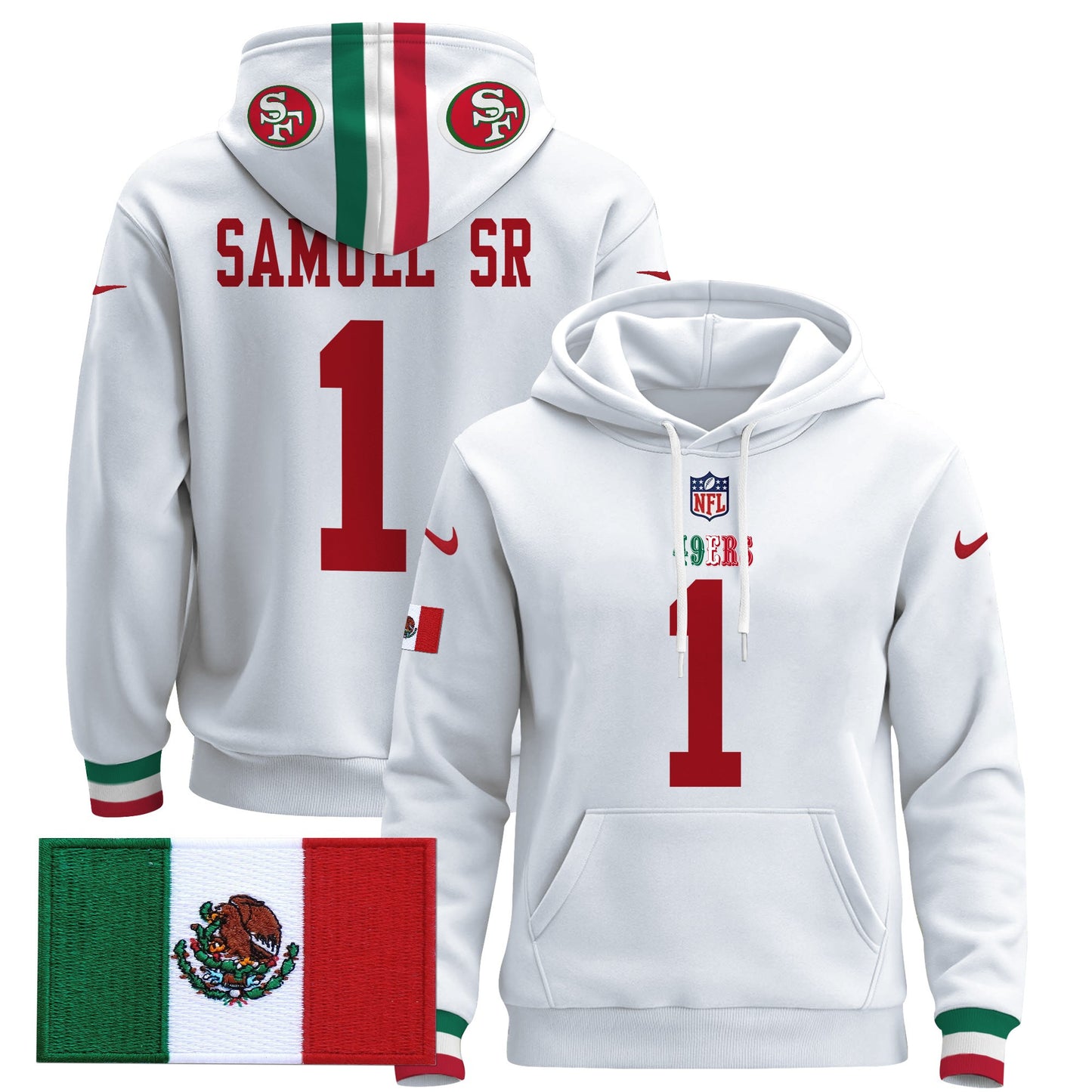Men's 49ers Mexico 2024 Pullover Hoodie - All Stitched