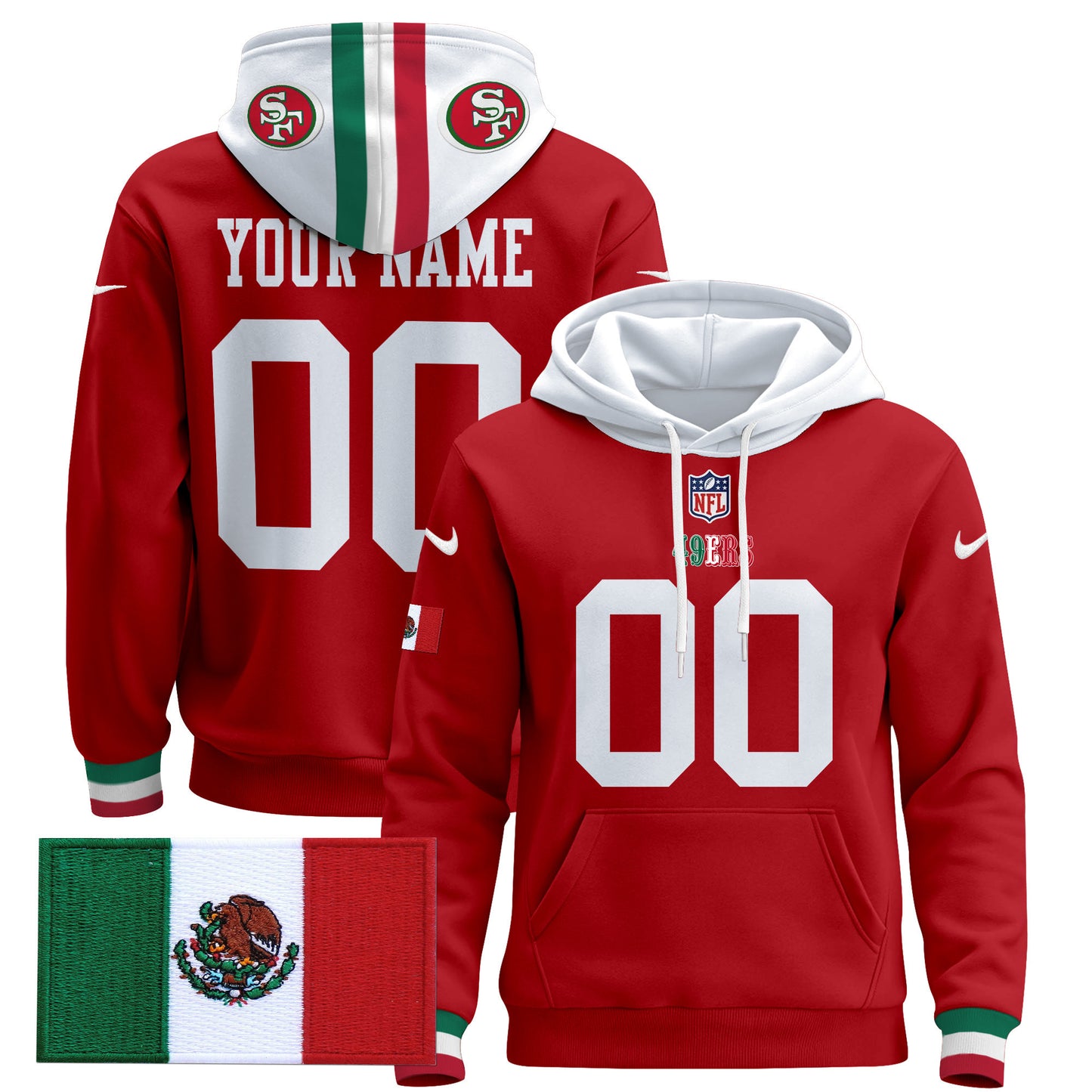 49ers Mexico 2024 Custom Pullover Hoodie - All Stitched