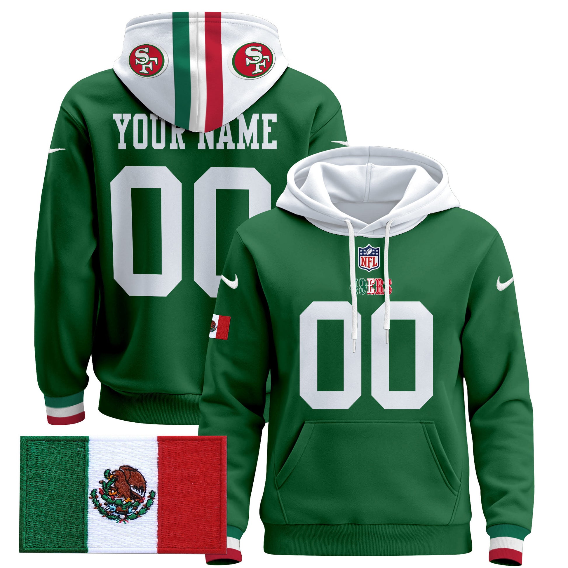 49ers Mexico 2024 Custom Pullover Hoodie - All Stitched