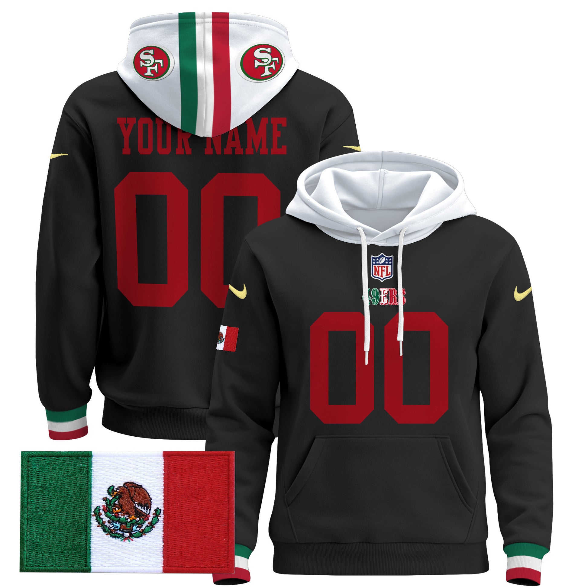49ers Mexico 2024 Custom Pullover Hoodie - All Stitched