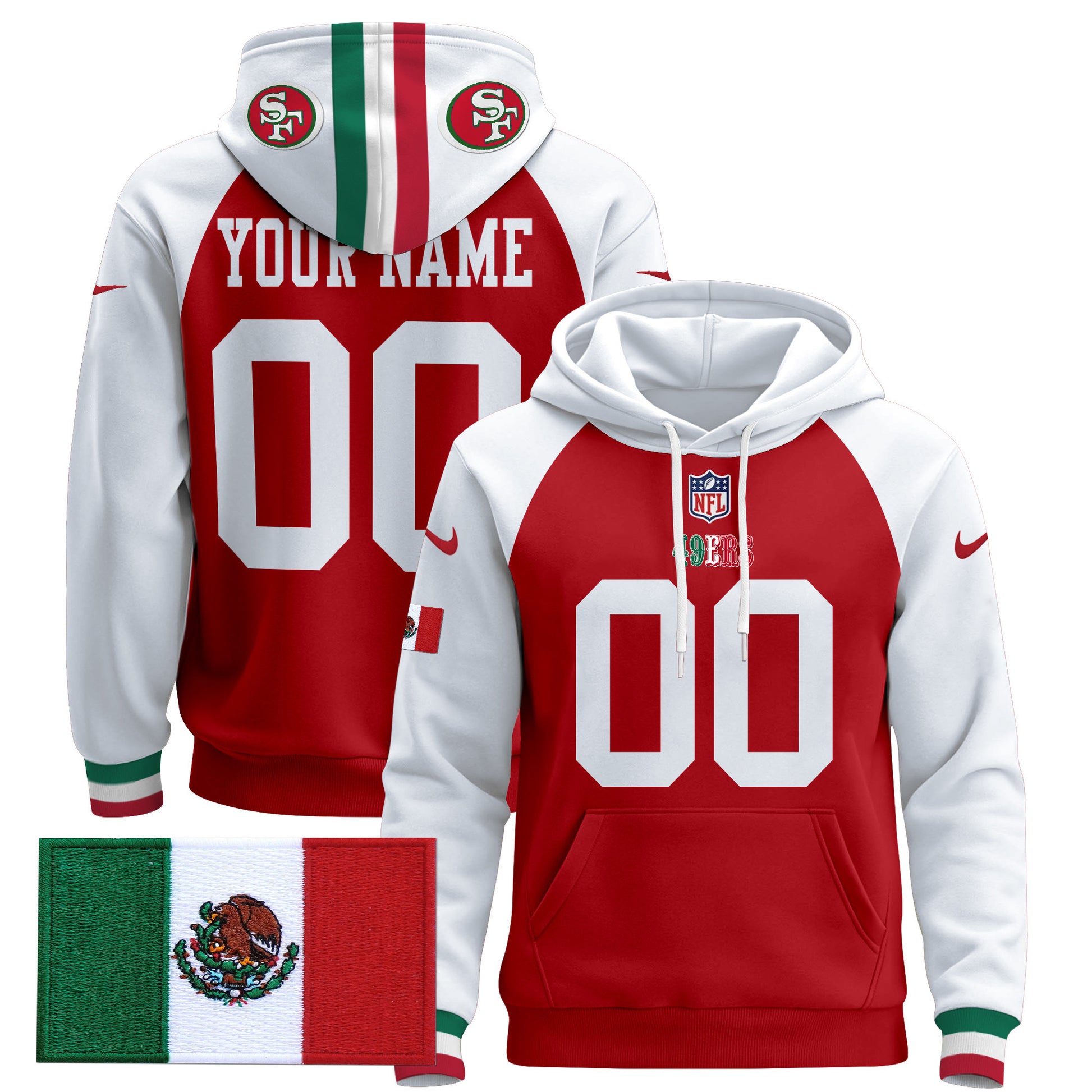 49ers Mexico 2024 Custom Pullover Hoodie - All Stitched