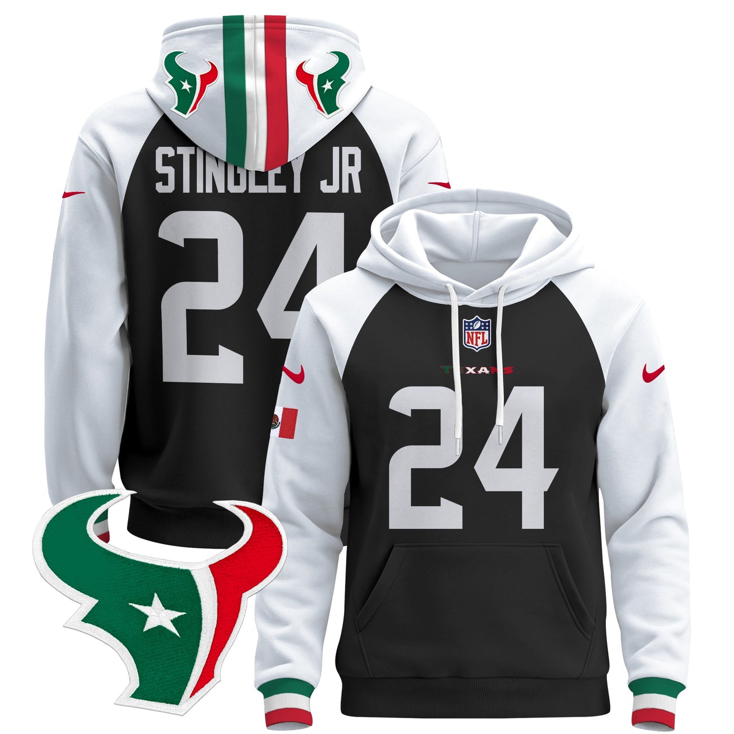 Men's Houston Texans Mexico 2024 Pullover Hoodie - All Stitched