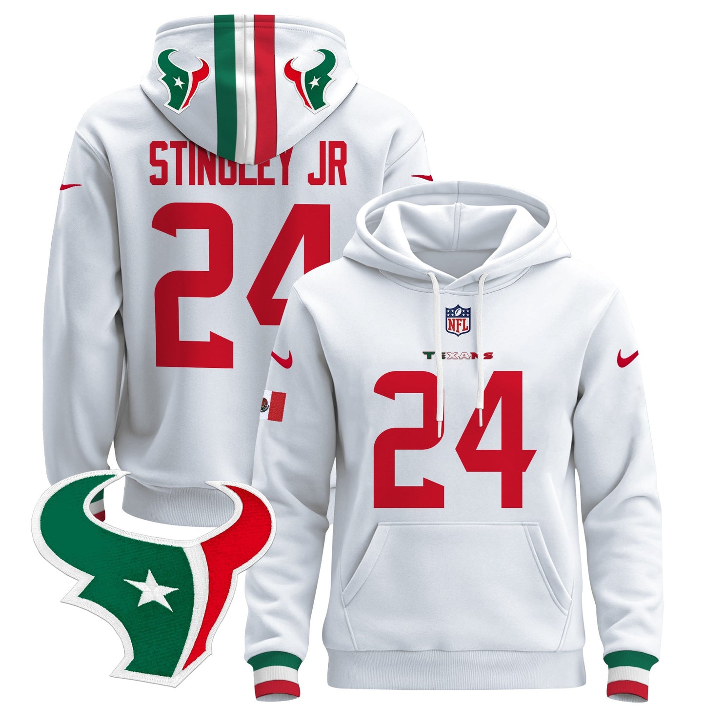 Men's Houston Texans Mexico 2024 Pullover Hoodie - All Stitched