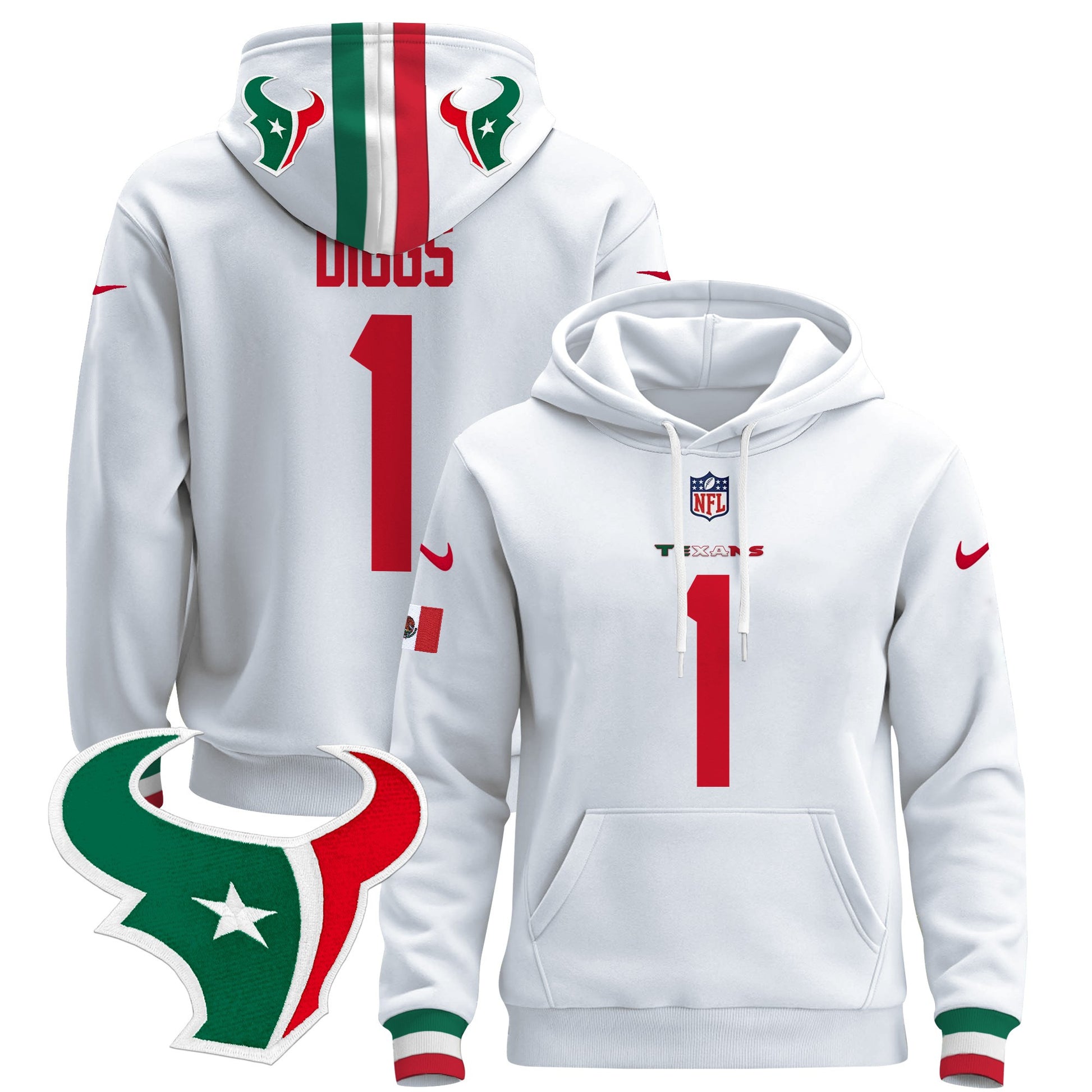 Men's Houston Texans Mexico 2024 Pullover Hoodie - All Stitched