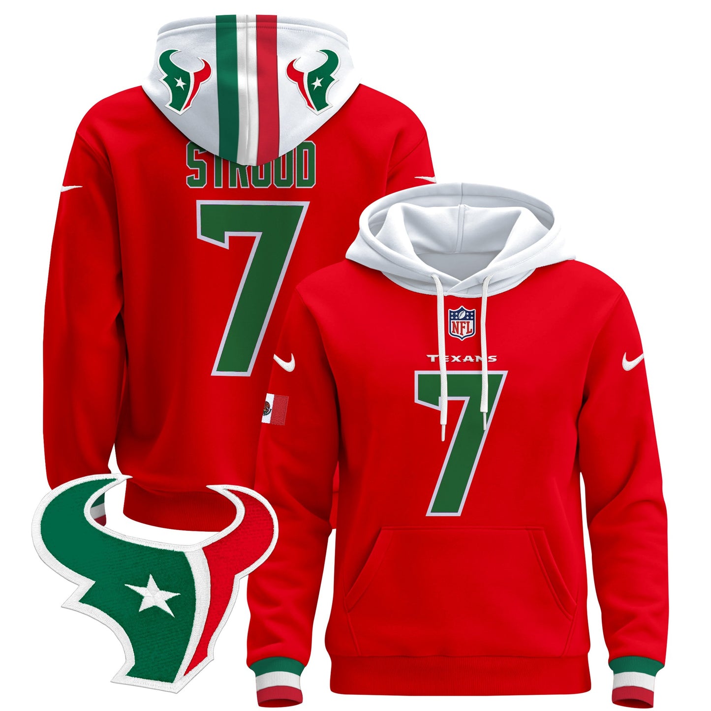 Men's Houston Texans Mexico 2024 Pullover Hoodie - All Stitched