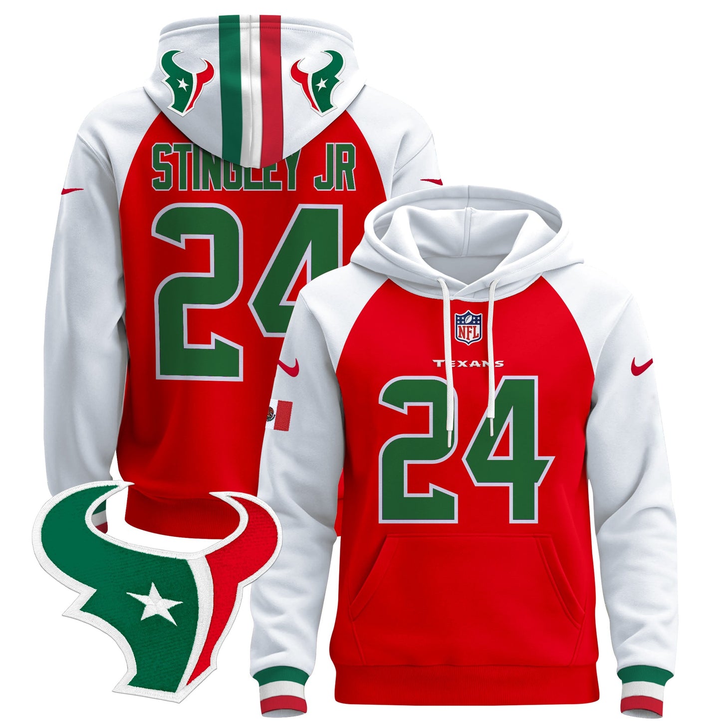 Men's Houston Texans Mexico 2024 Pullover Hoodie - All Stitched