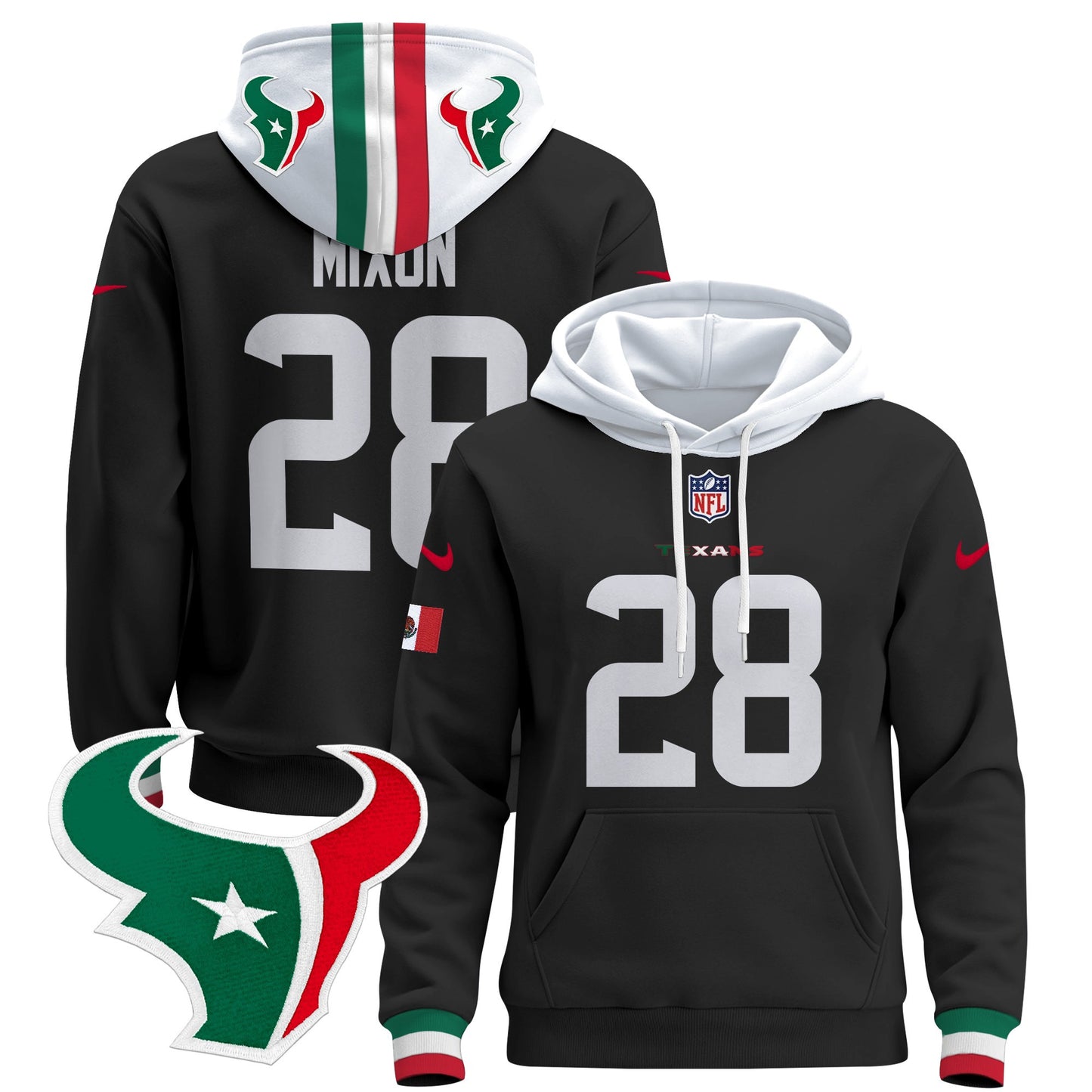 Men's Houston Texans Mexico 2024 Pullover Hoodie - All Stitched