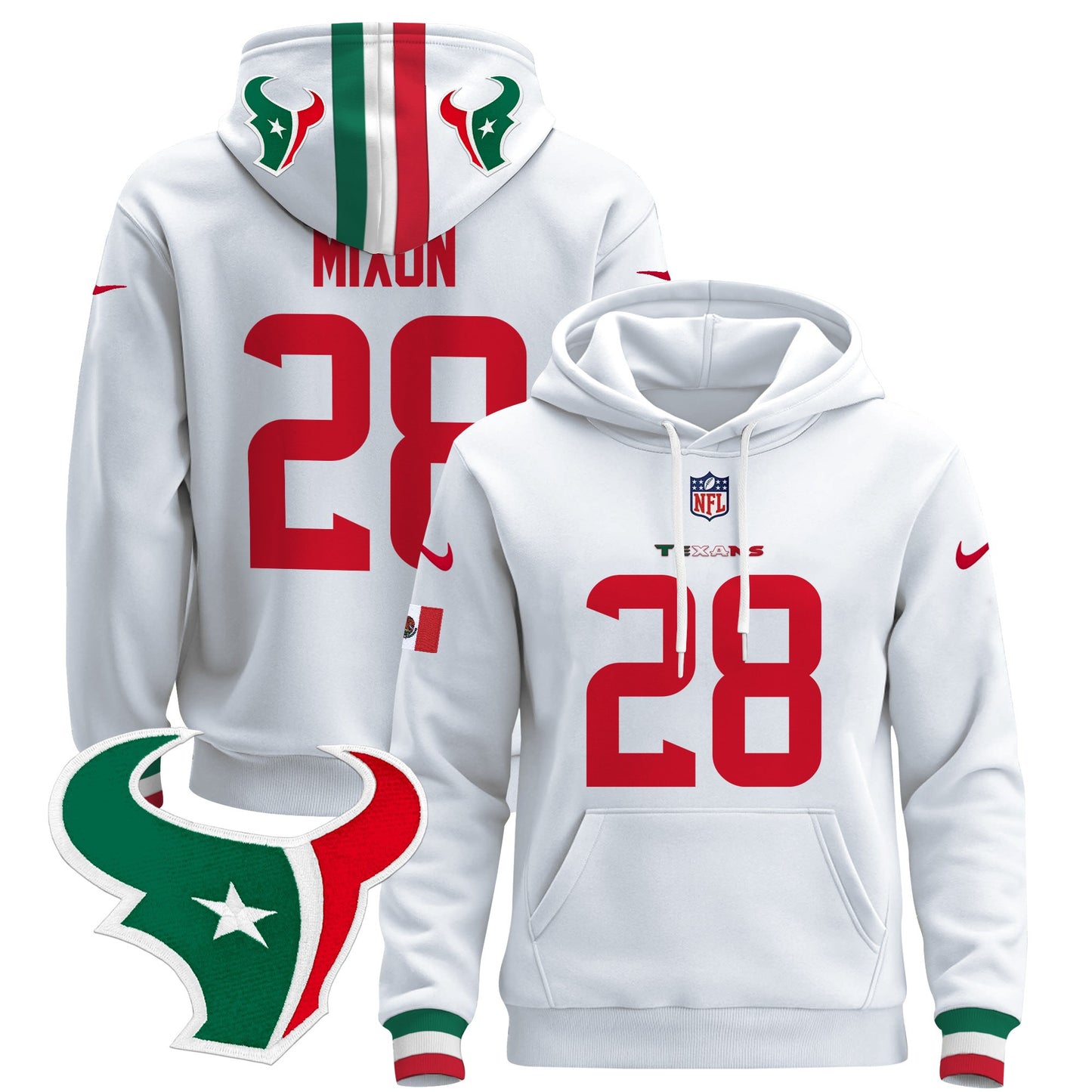 Men's Houston Texans Mexico 2024 Pullover Hoodie - All Stitched