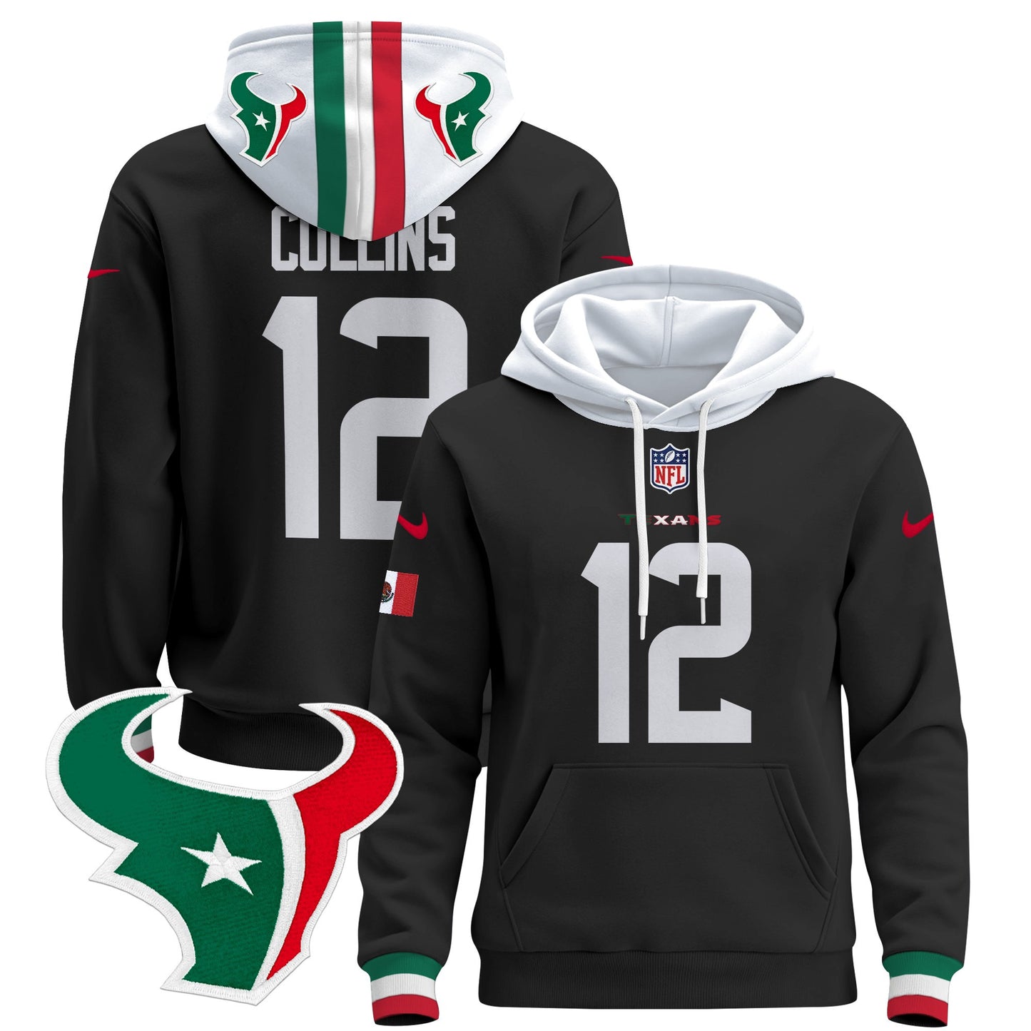 Men's Houston Texans Mexico 2024 Pullover Hoodie - All Stitched