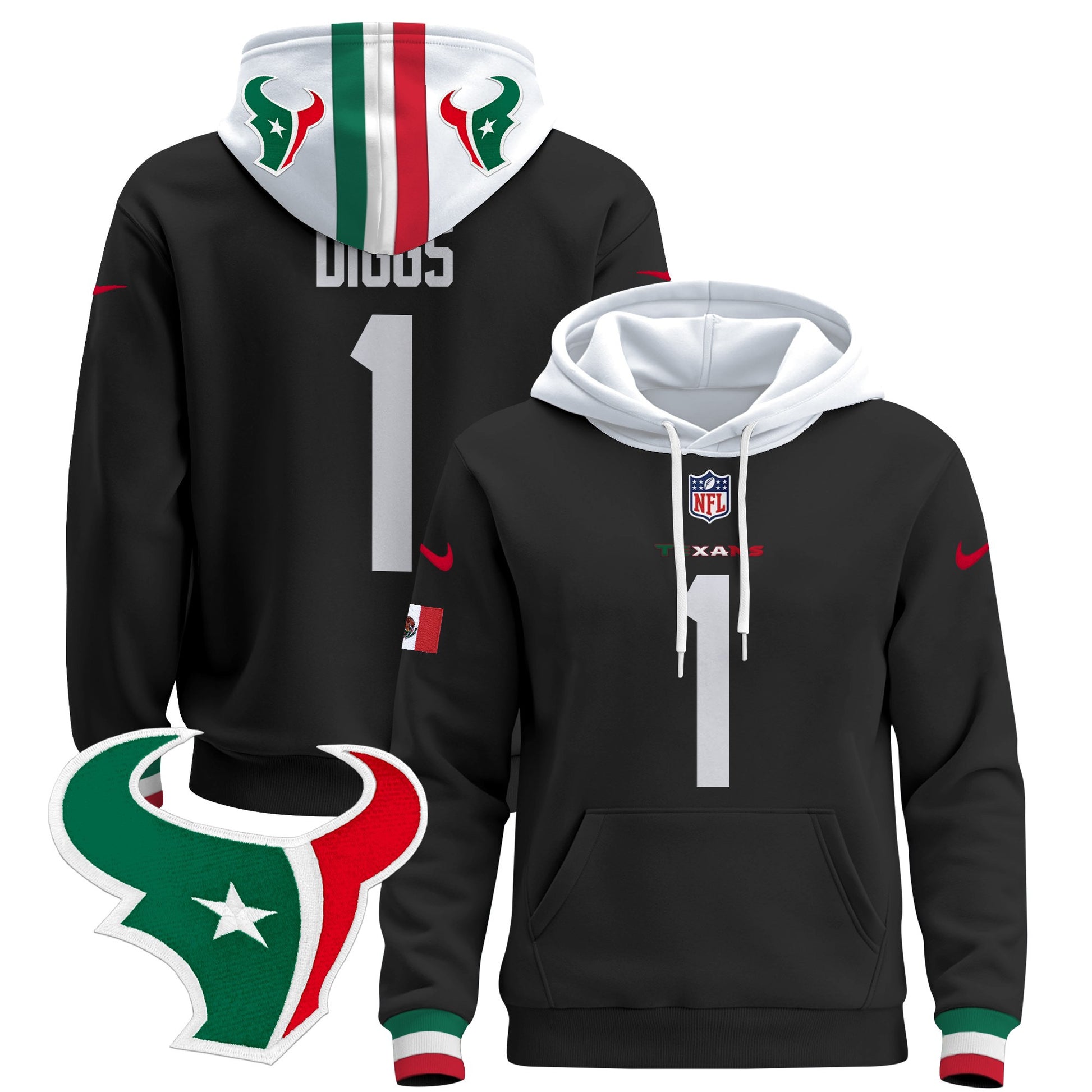 Men's Houston Texans Mexico 2024 Pullover Hoodie - All Stitched