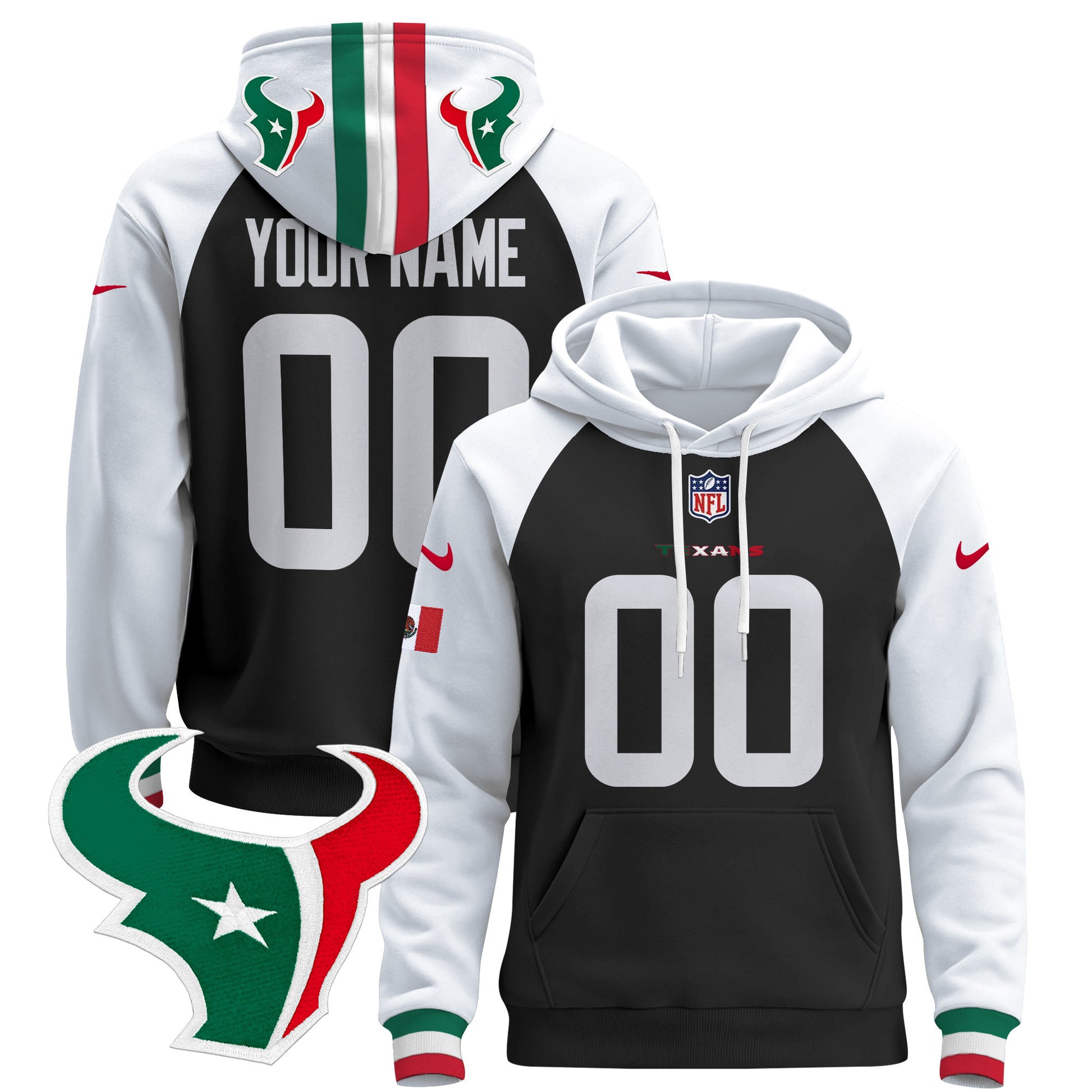 Houston Texans Mexico 2024 Custom Pullover Hoodie - All Stitched
