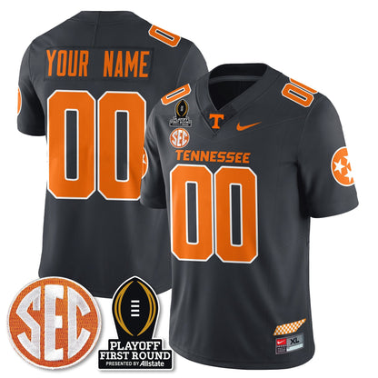 Custom TENN Football Jersey - Playoff First Round Patch - All Stitched