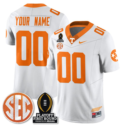 Custom TENN Football Jersey - Playoff First Round Patch - All Stitched