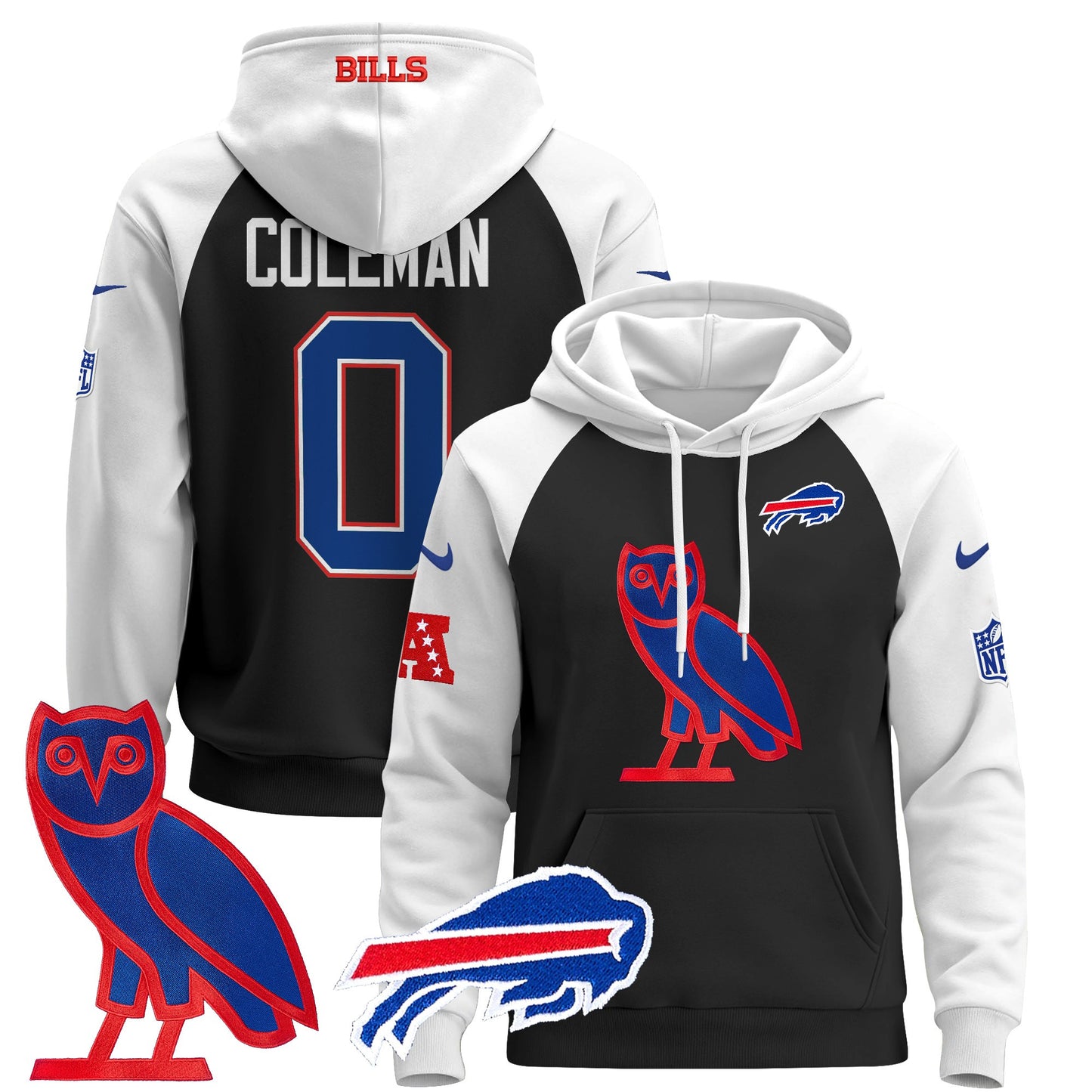 Men's Buffalo Bills OVO 2024 Pullover Hoodie - All Stitched