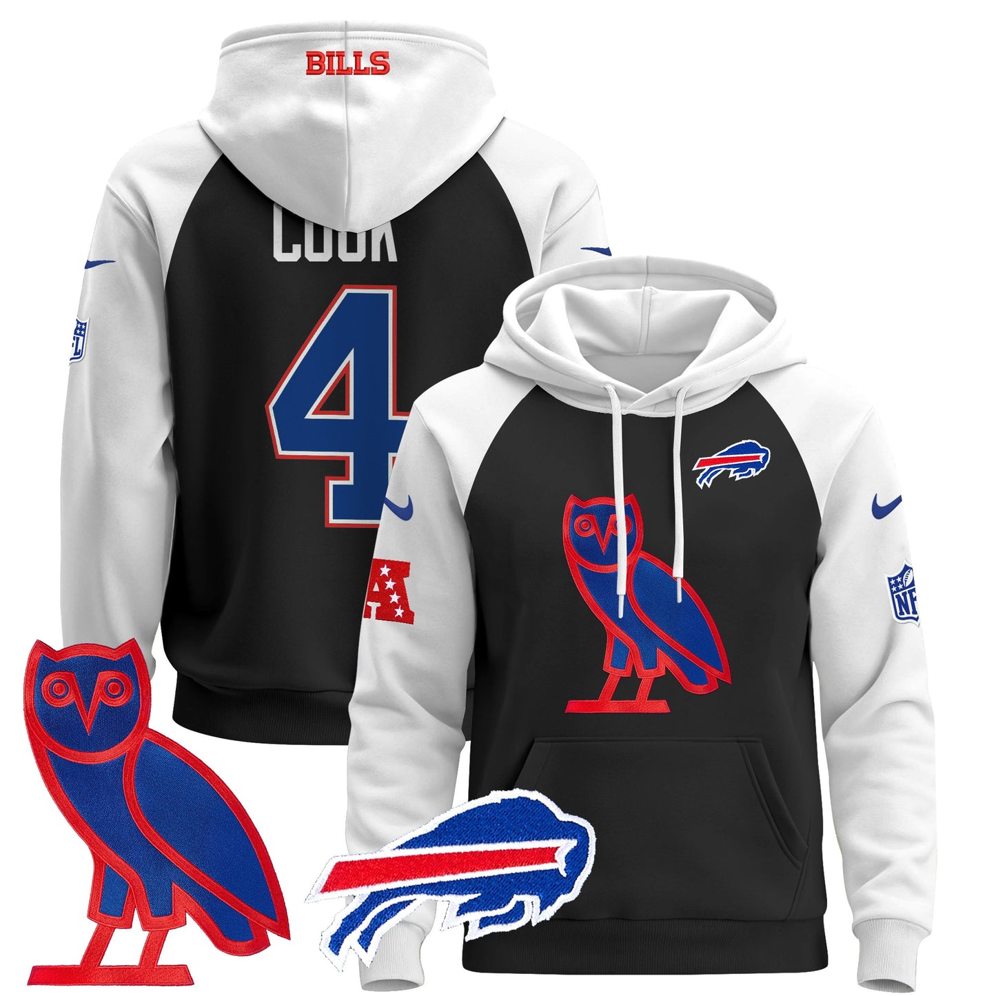 Men's Buffalo Bills OVO 2024 Pullover Hoodie - All Stitched