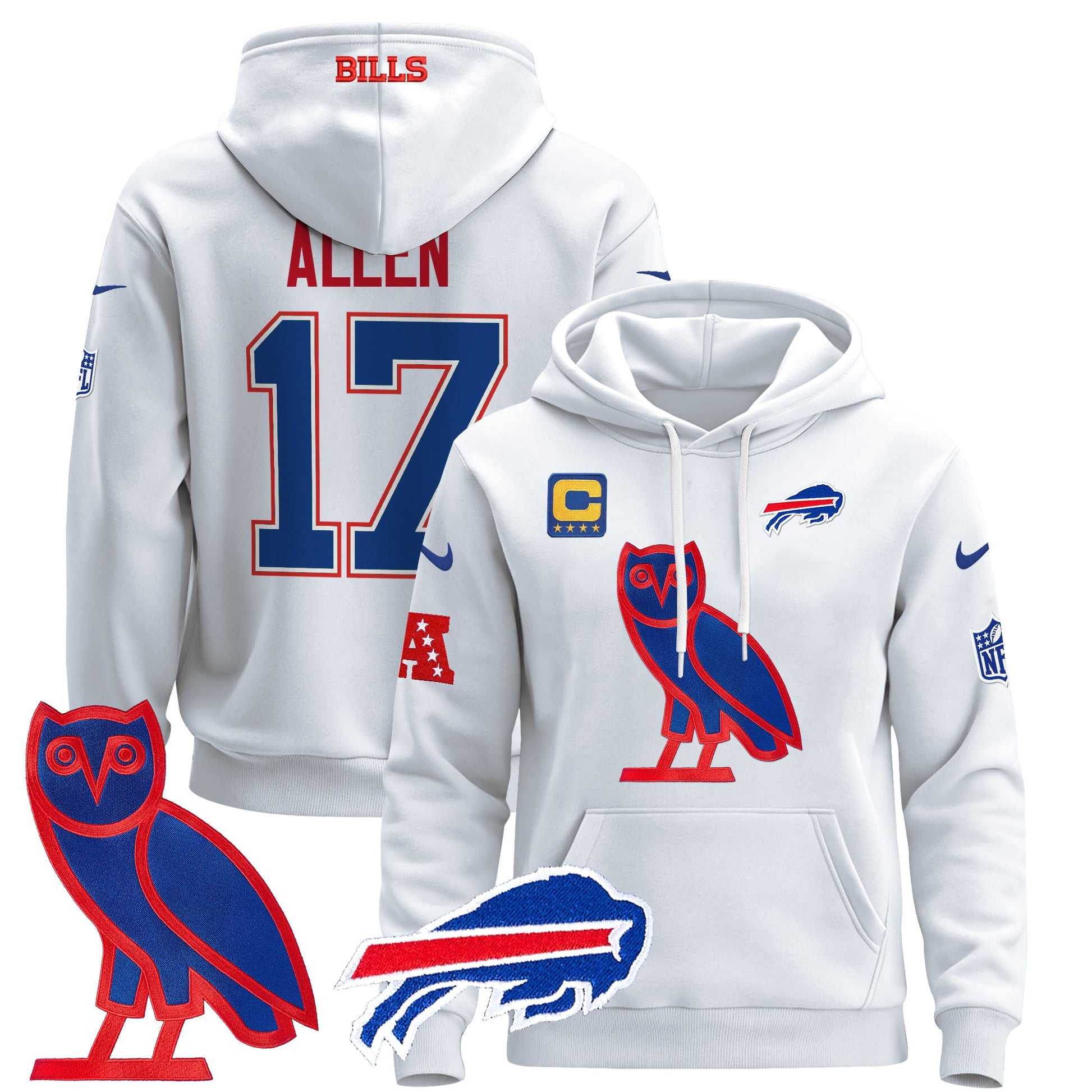 Men's Buffalo Bills OVO 2024 Pullover Hoodie - All Stitched