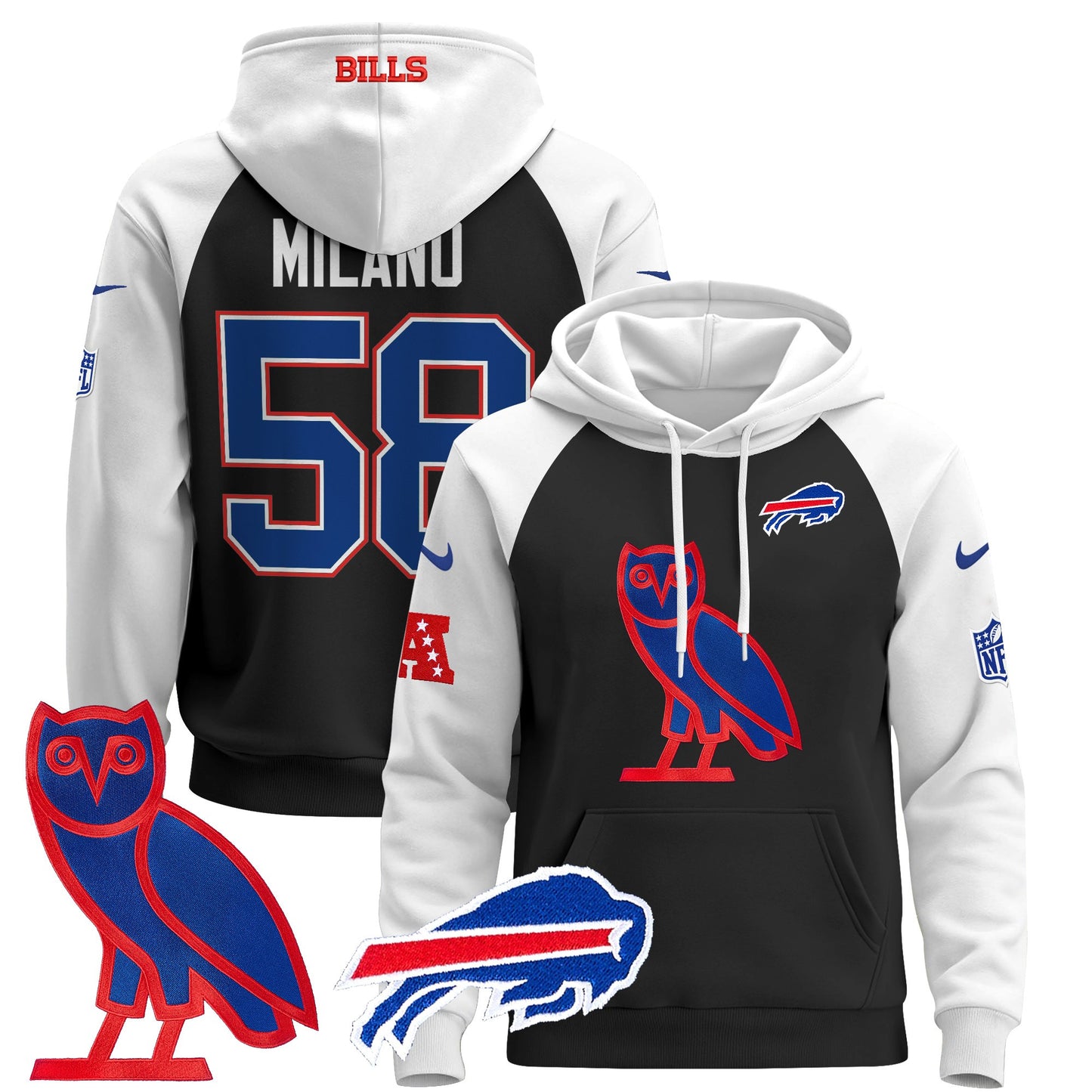 Men's Buffalo Bills OVO 2024 Pullover Hoodie - All Stitched
