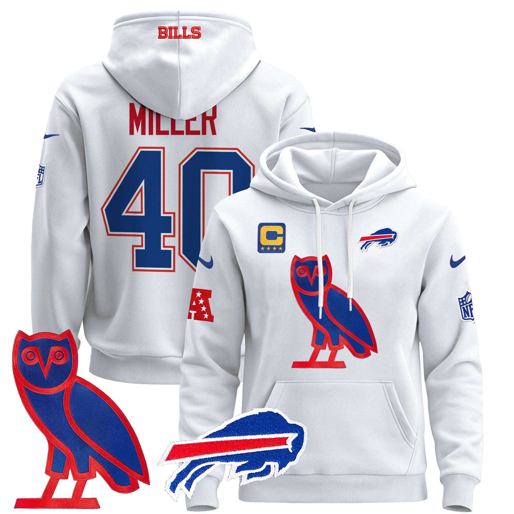 Men's Buffalo Bills OVO 2024 Pullover Hoodie - All Stitched