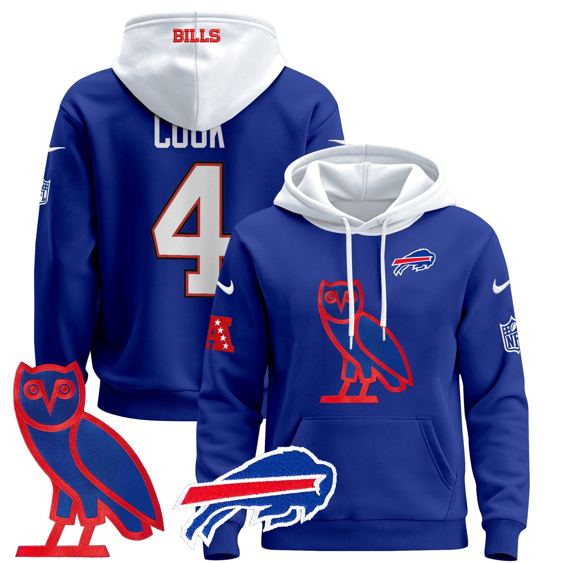 Men's Buffalo Bills OVO 2024 Pullover Hoodie - All Stitched