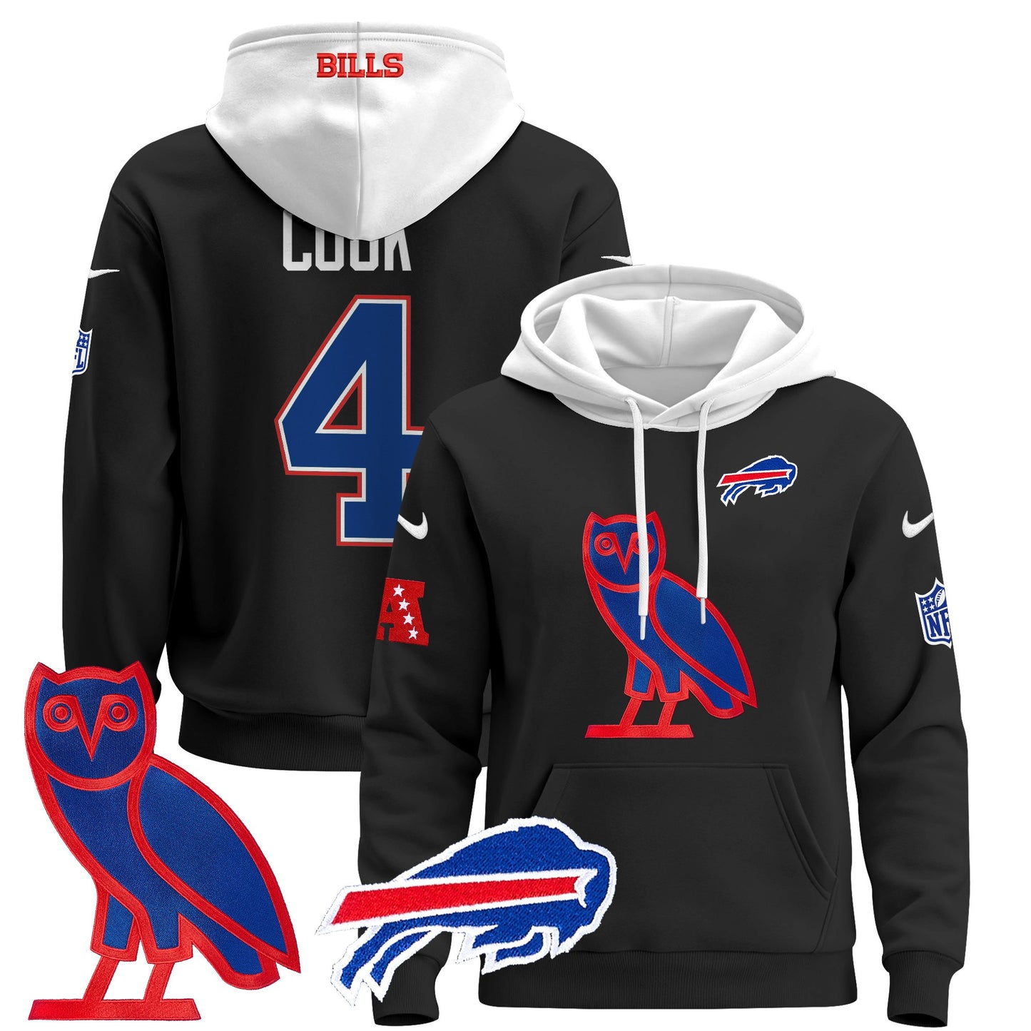 Men's Buffalo Bills OVO 2024 Pullover Hoodie - All Stitched