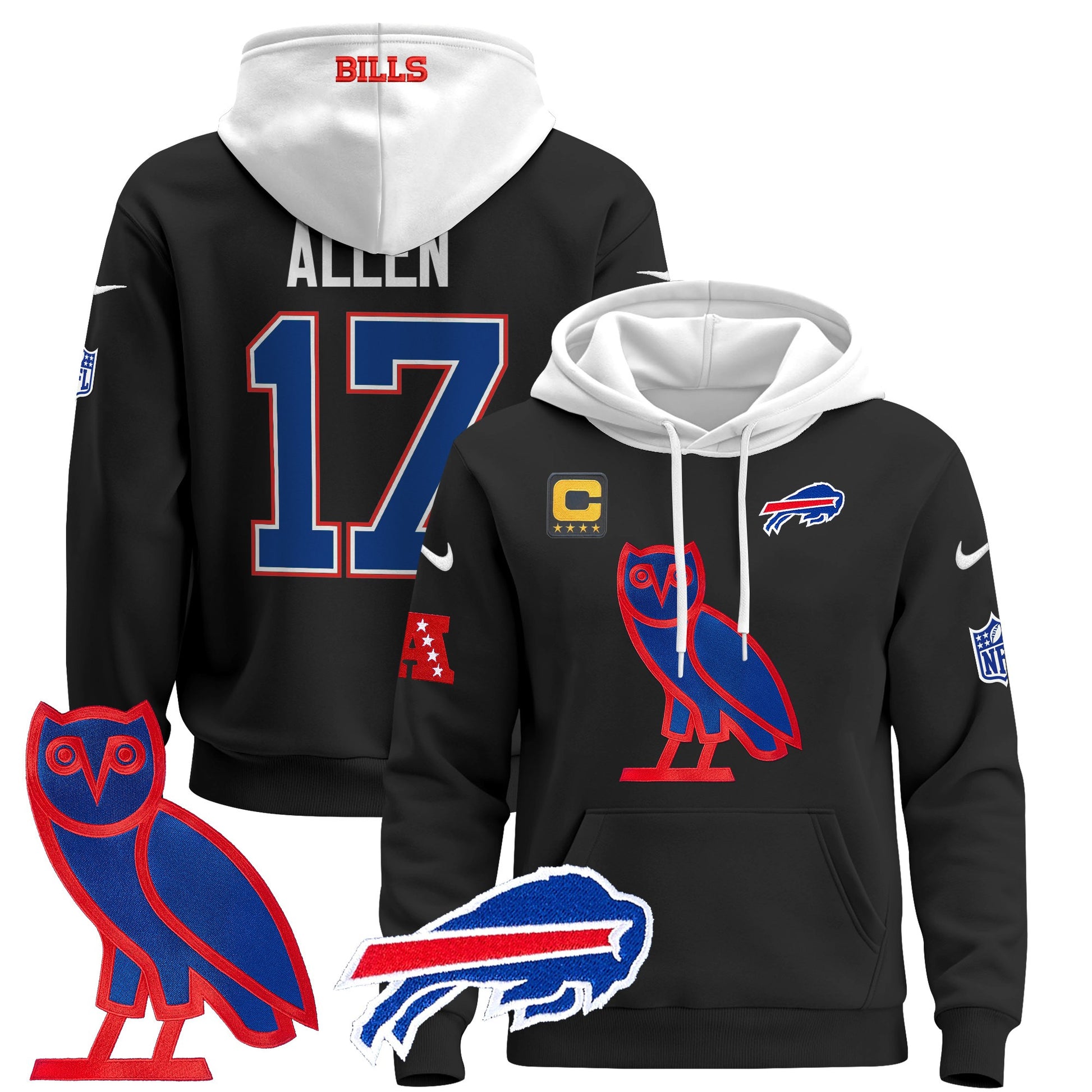 Men's Buffalo Bills OVO 2024 Pullover Hoodie - All Stitched