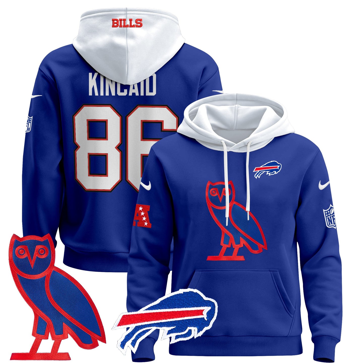 Men's Buffalo Bills OVO 2024 Pullover Hoodie - All Stitched