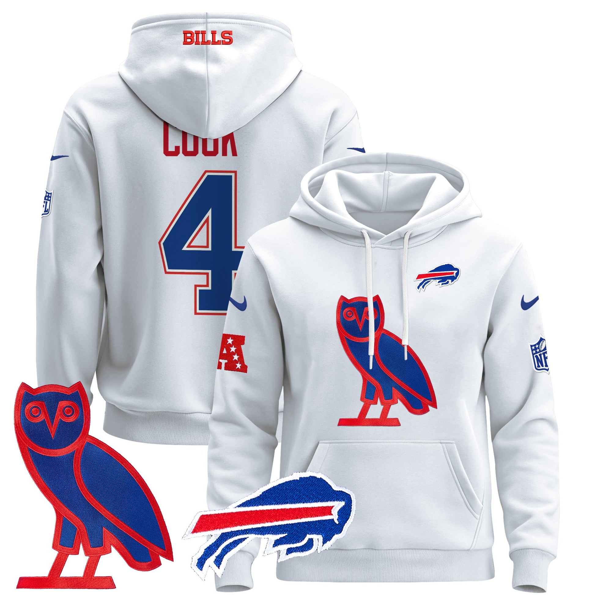 Men's Buffalo Bills OVO 2024 Pullover Hoodie - All Stitched