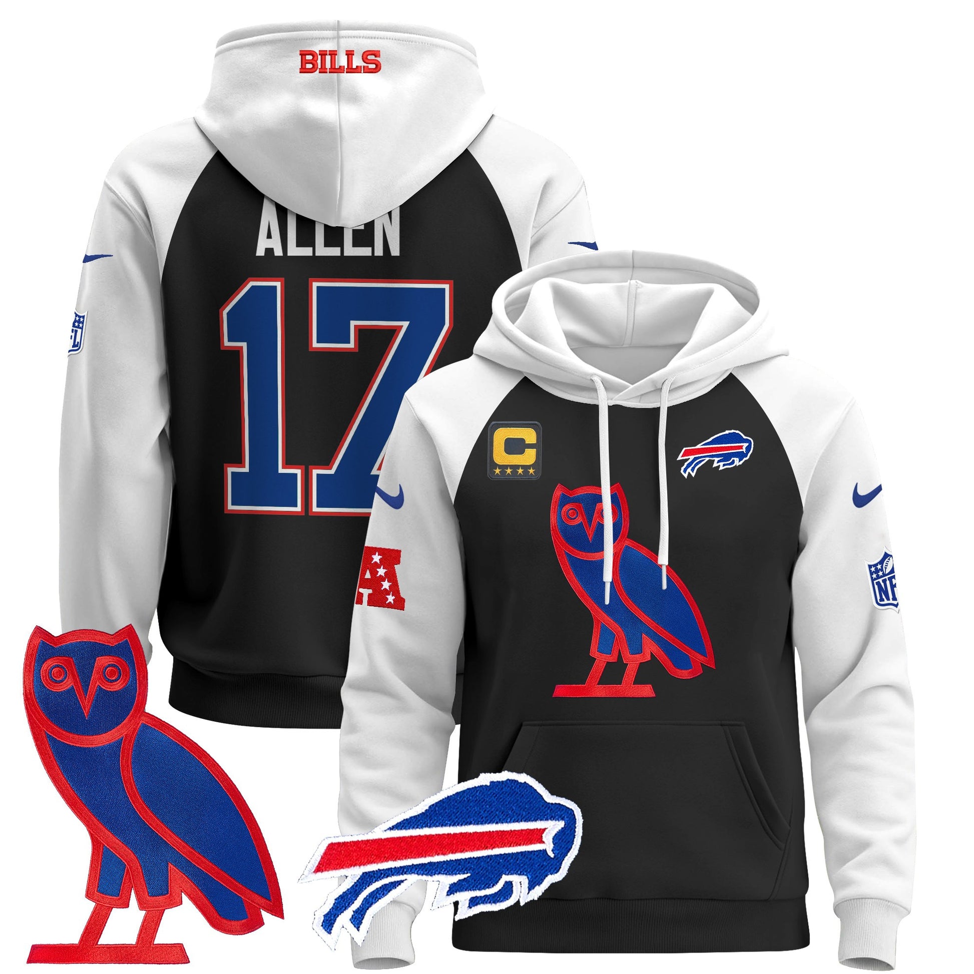Men's Buffalo Bills OVO 2024 Pullover Hoodie - All Stitched