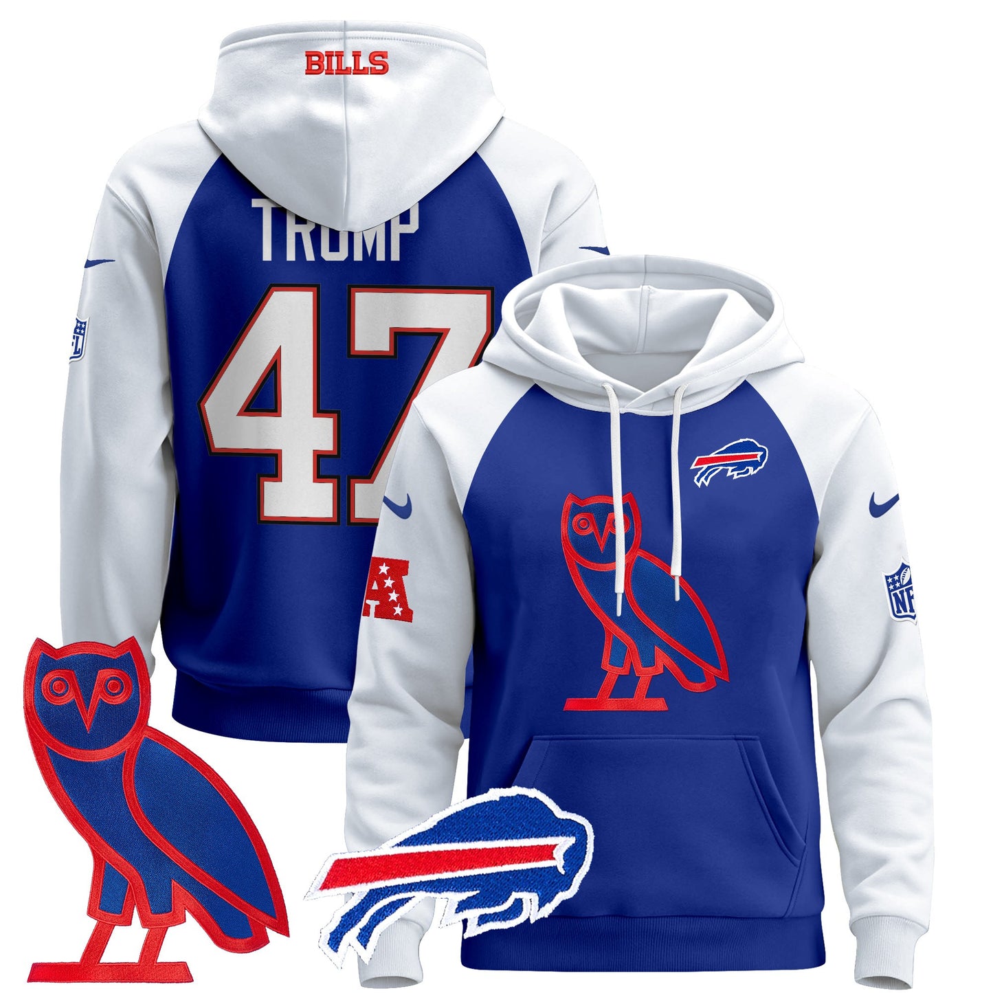 Men's Buffalo Bills OVO 2024 Pullover Hoodie - All Stitched