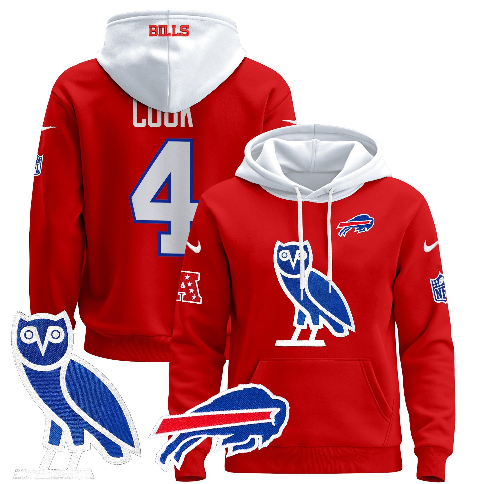 Men's Buffalo Bills OVO 2024 Pullover Hoodie - All Stitched