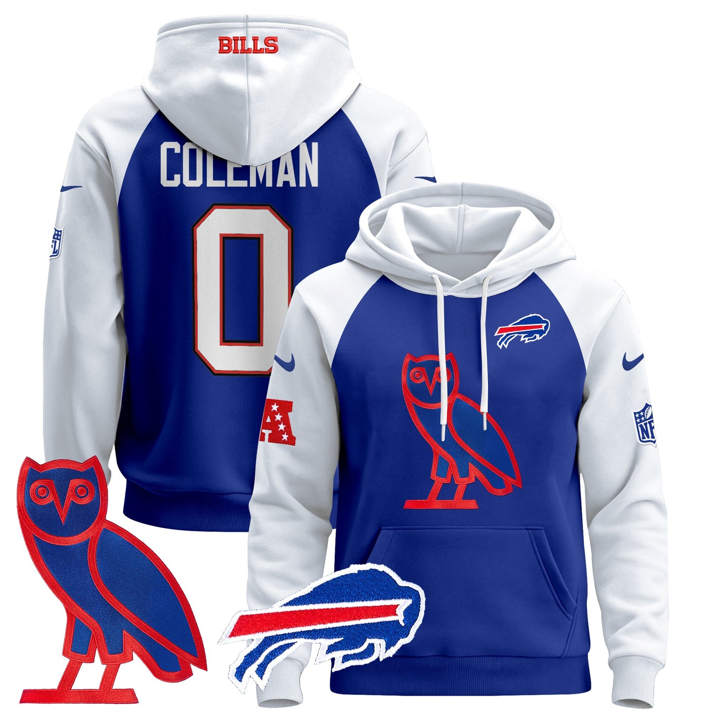 Men's Buffalo Bills OVO 2024 Pullover Hoodie - All Stitched