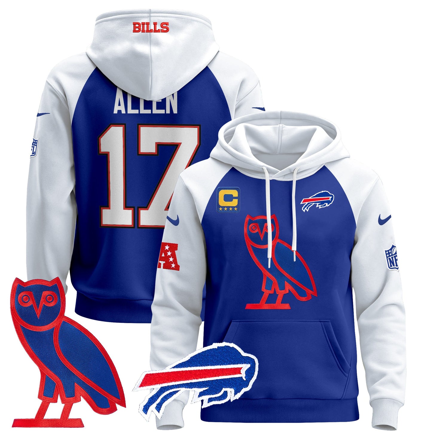 Men's Buffalo Bills OVO 2024 Pullover Hoodie - All Stitched