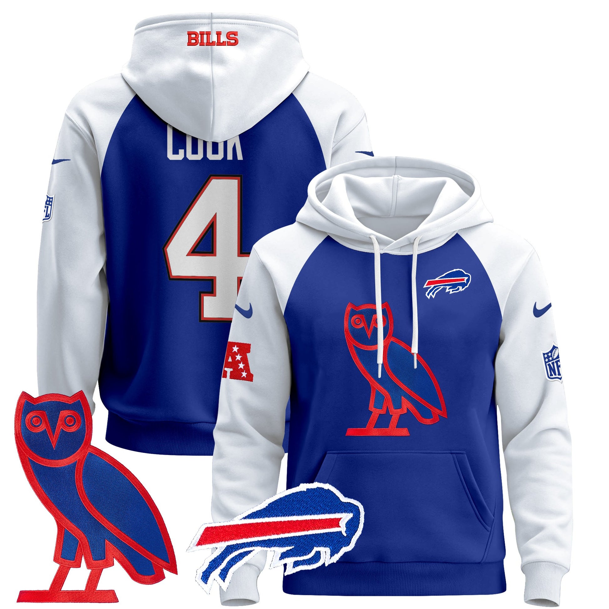 Men's Buffalo Bills OVO 2024 Pullover Hoodie - All Stitched