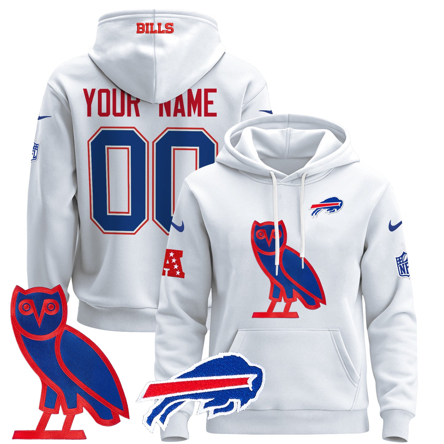 Buffalo Bills OVO 2024 Custom Pullover Hoodie - All Stitched