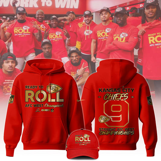 Kansas City Chiefs 2024 AFC West Champions Hoodie Gold