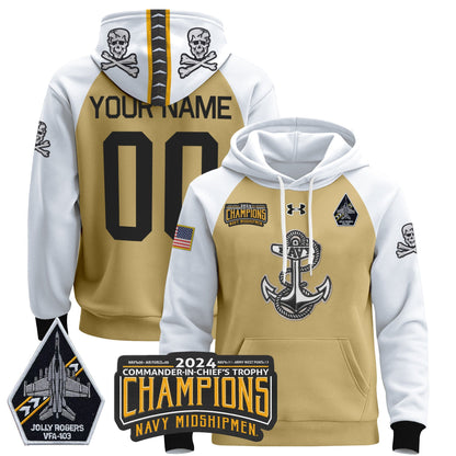 Navy Midshipmen 2024 Commander-In-Chief's Trophy Champions Patch Custom Pullover Hoodie