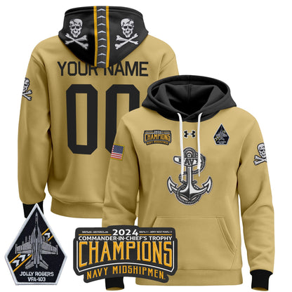 Navy Midshipmen 2024 Commander-In-Chief's Trophy Champions Patch Custom Pullover Hoodie