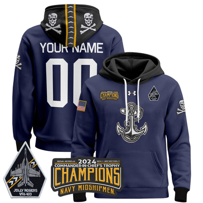 Navy Midshipmen 2024 Commander-In-Chief's Trophy Champions Patch Custom Pullover Hoodie
