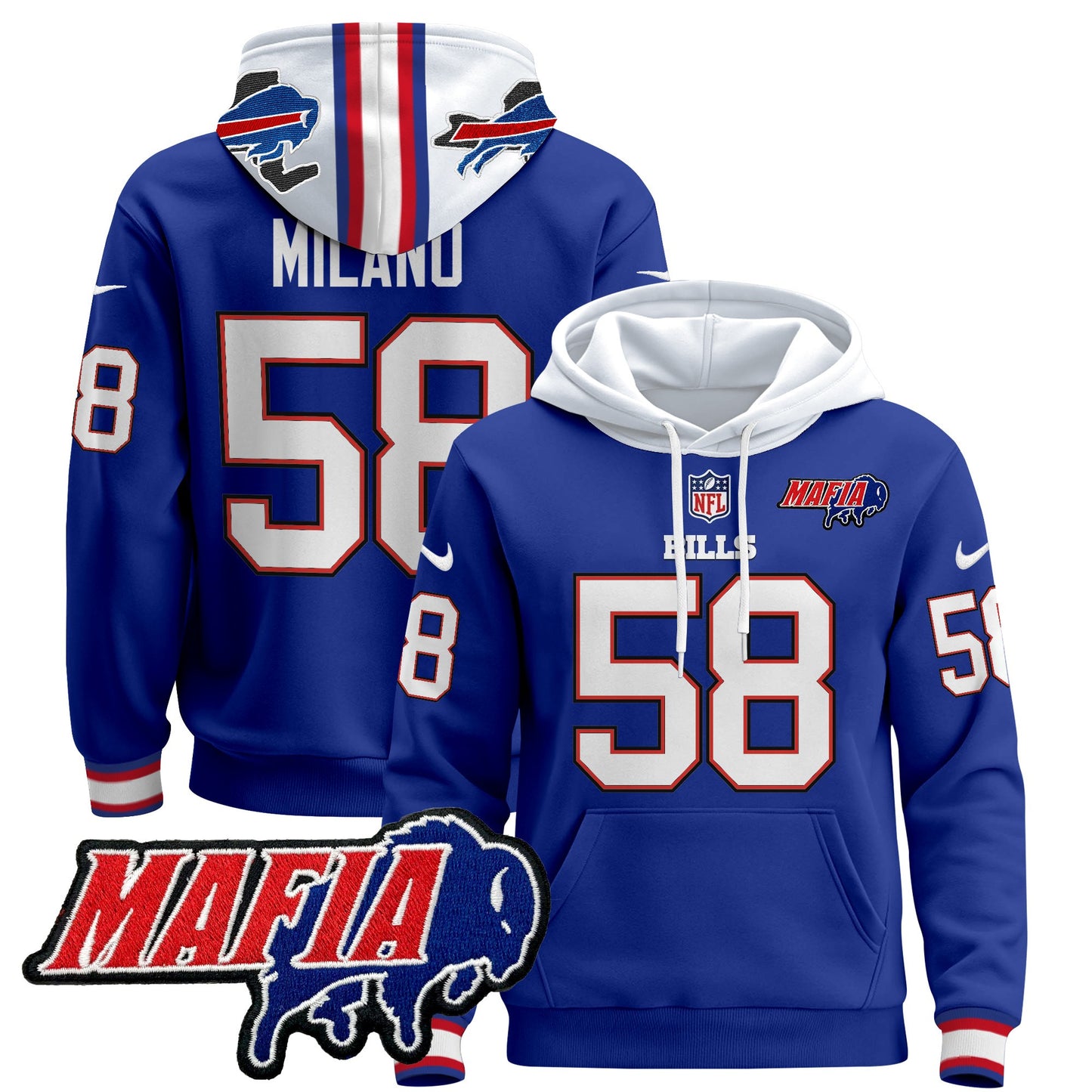 Men's Buffalo Bills 2024 Bills Mafia Patch Pullover Hoodie - All Stitched
