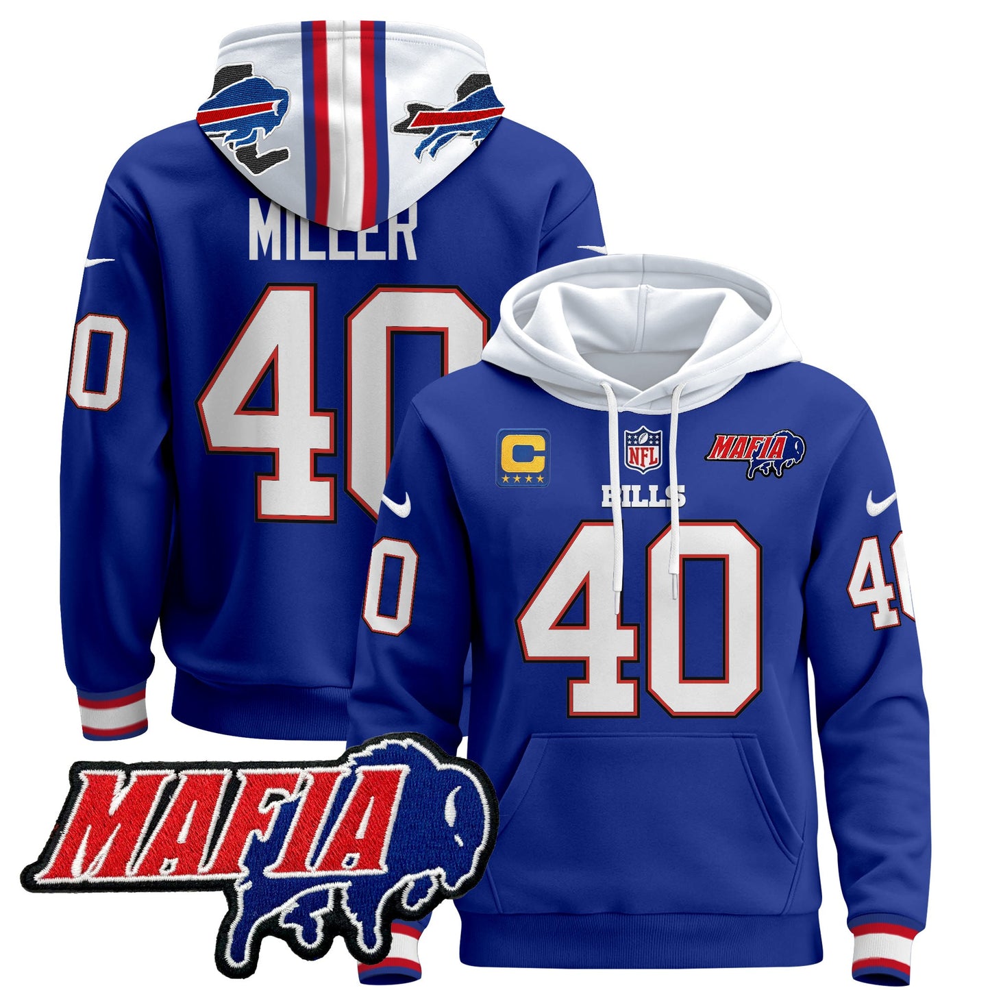 Men's Buffalo Bills 2024 Bills Mafia Patch Pullover Hoodie - All Stitched