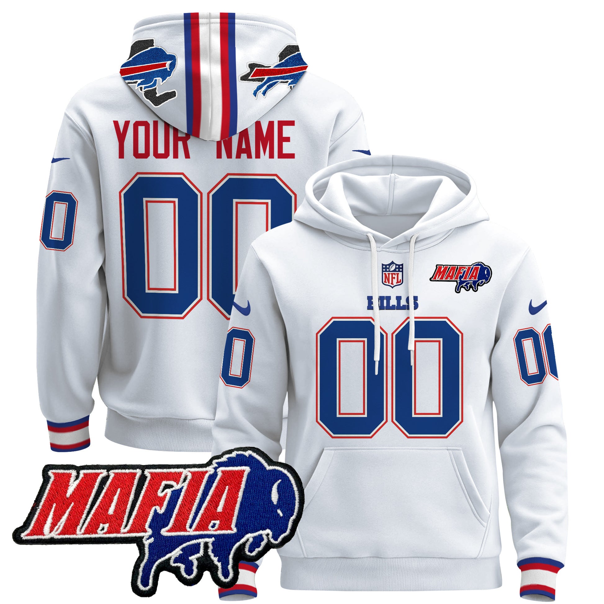 Buffalo Bills 2024 Bills Mafia Patch Custom Pullover Hoodie - All Stitched