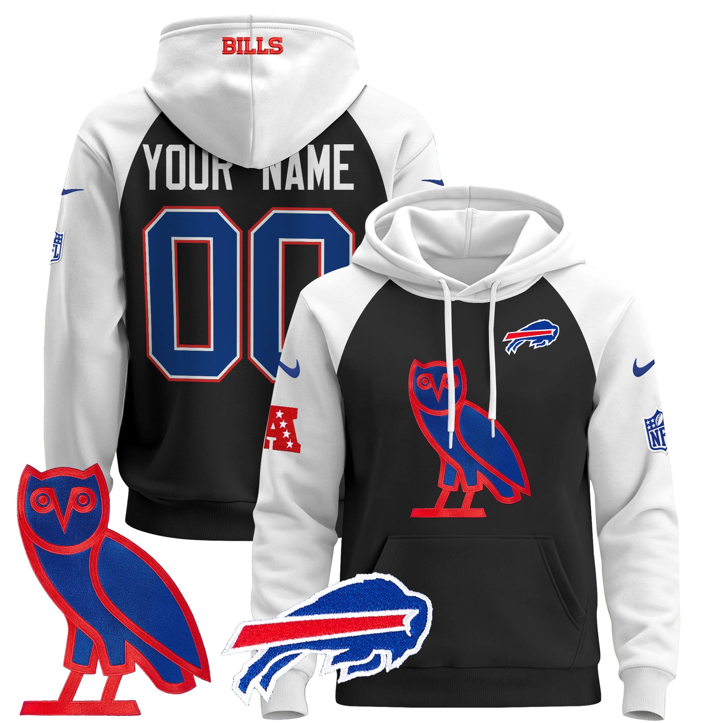 Buffalo Bills OVO 2024 Custom Pullover Hoodie - All Stitched