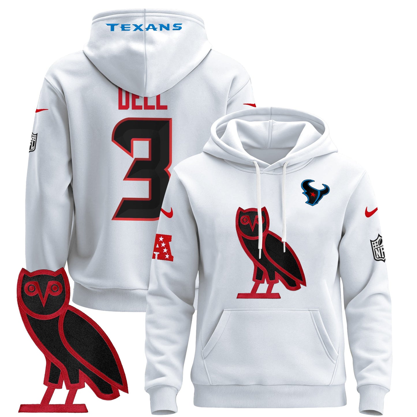 Men's Houston Texans OVO 2024 Pullover Hoodie - All Stitched